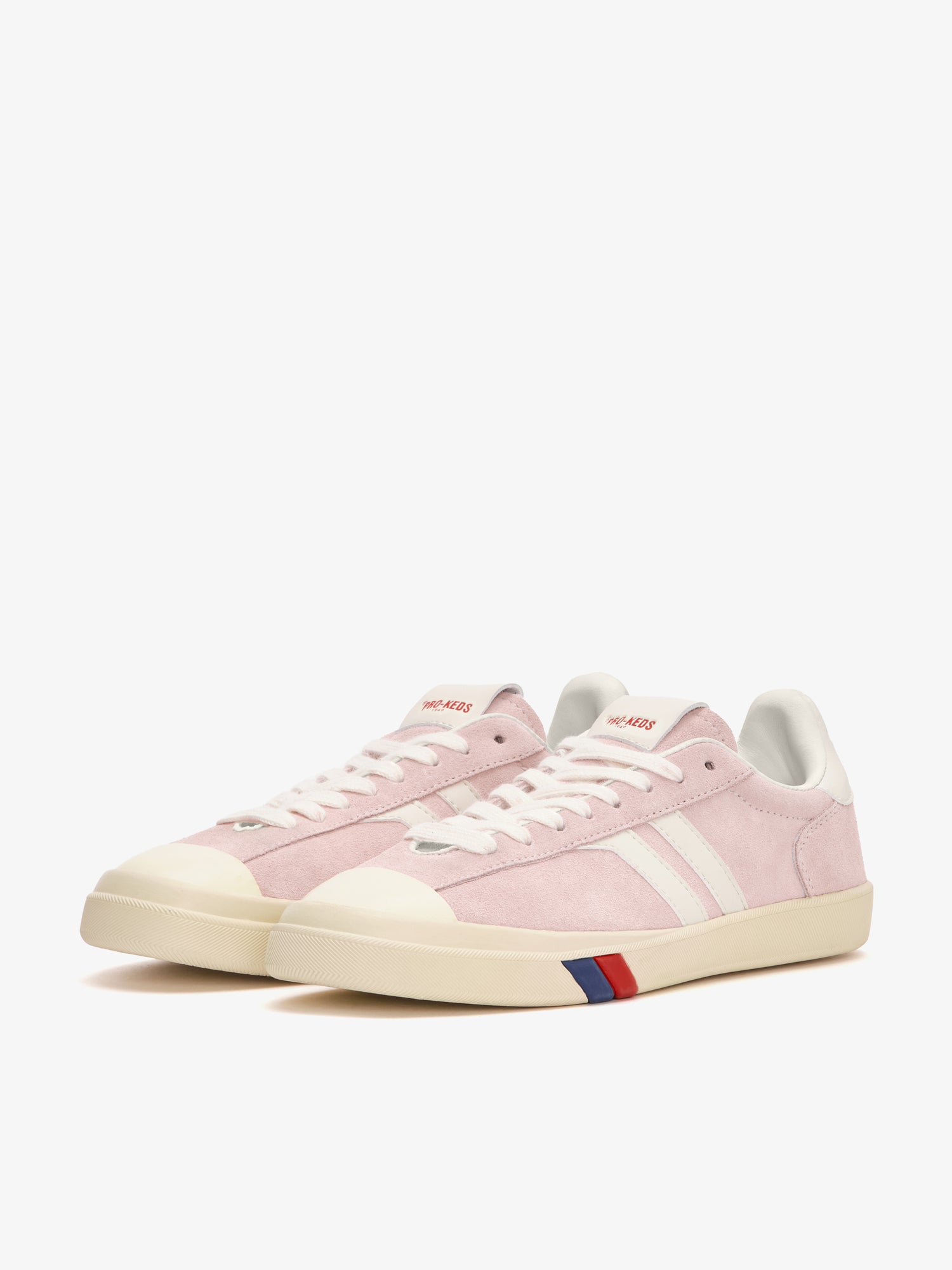 Pro-Keds Court Ace da donna in suede, color rosa scuro e crema con puntale in gomma