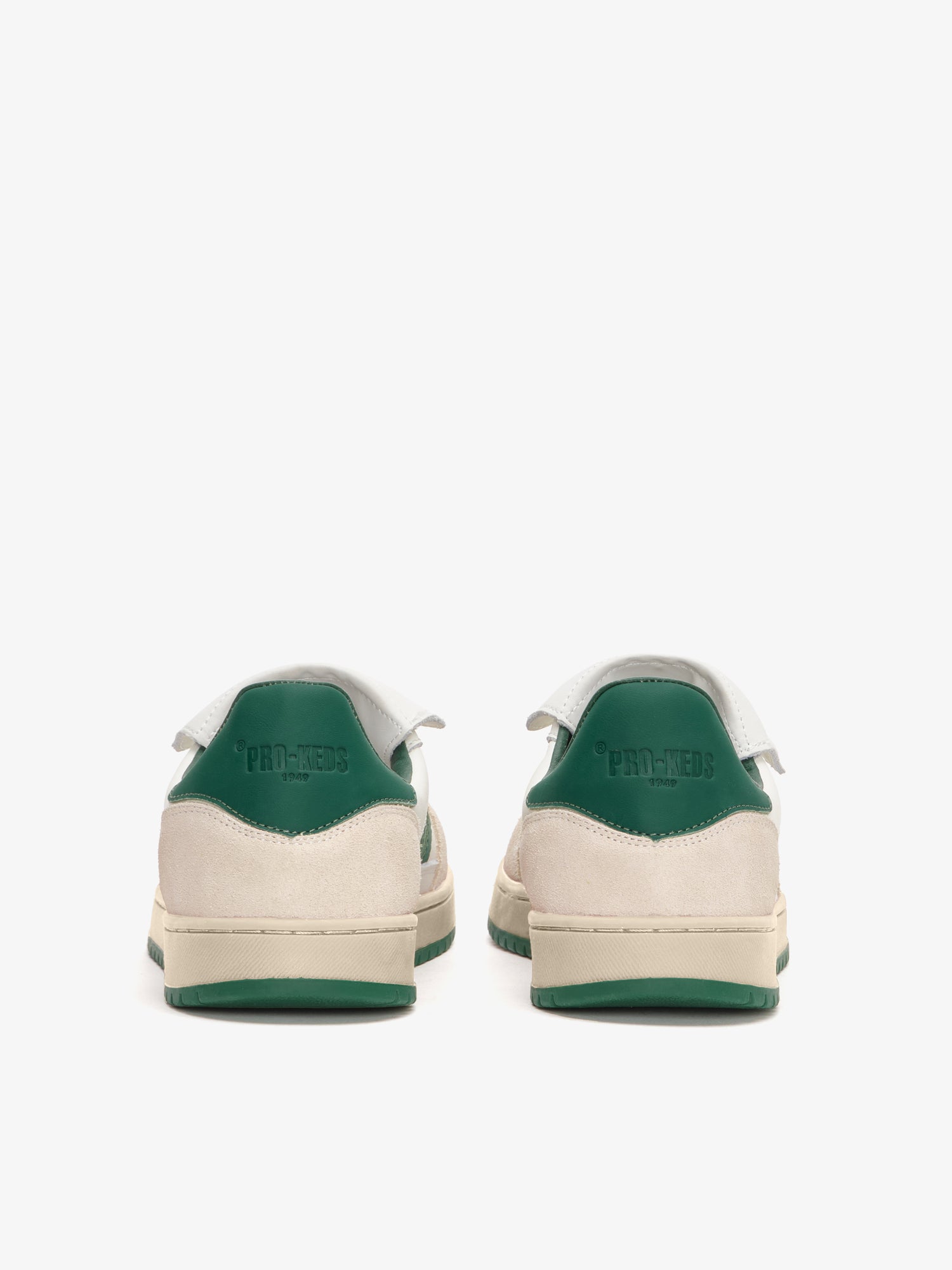 Talloncino con logo delle sneaker Pro-Keds Field King in pelle, color avorio e verde bottiglia