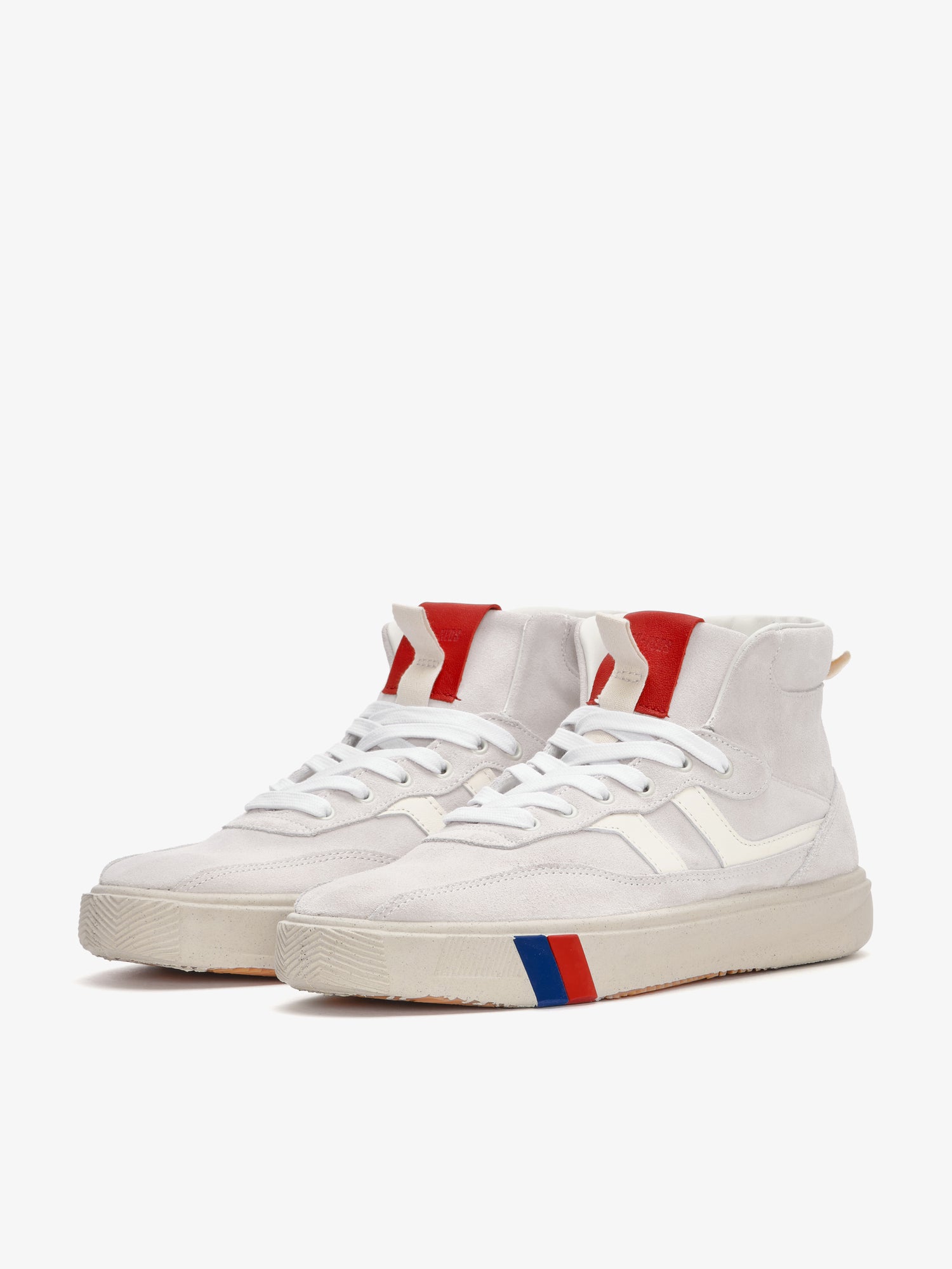 II Orbit in white and ivory suede
