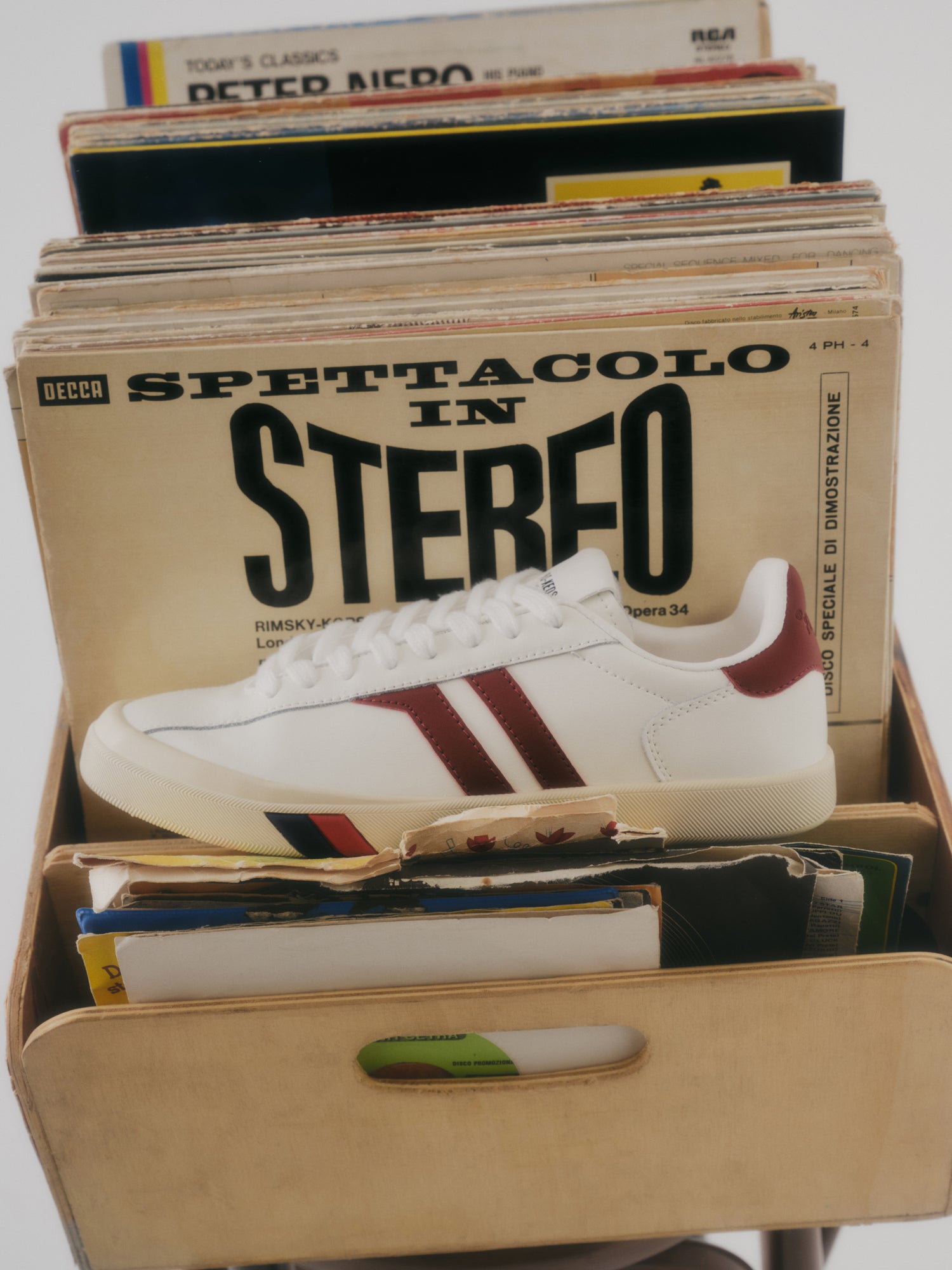 Court Ace in pelle Bianca e Rosso rubino