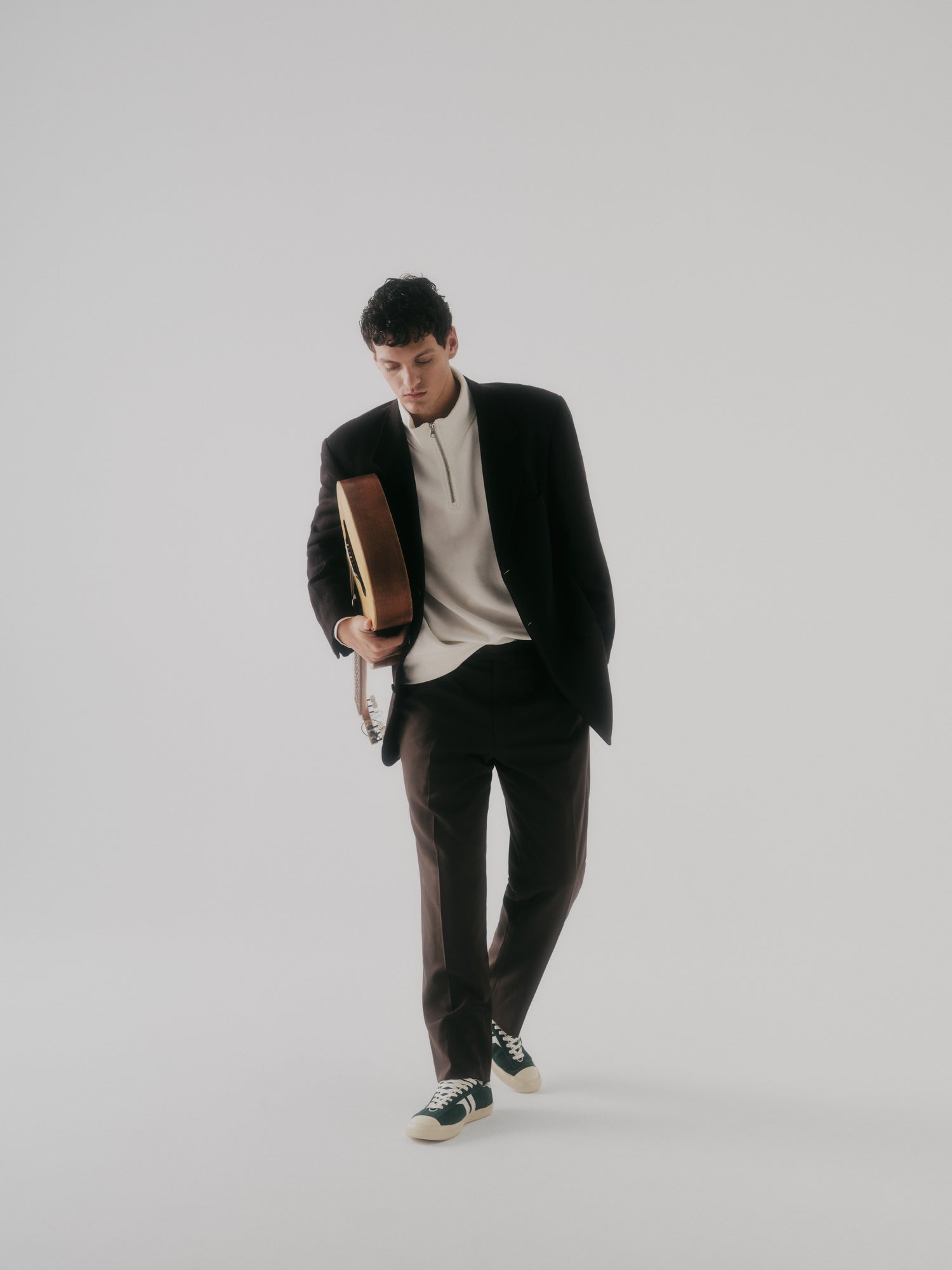 Court Ace in Suede Verde bottiglia e Bianca