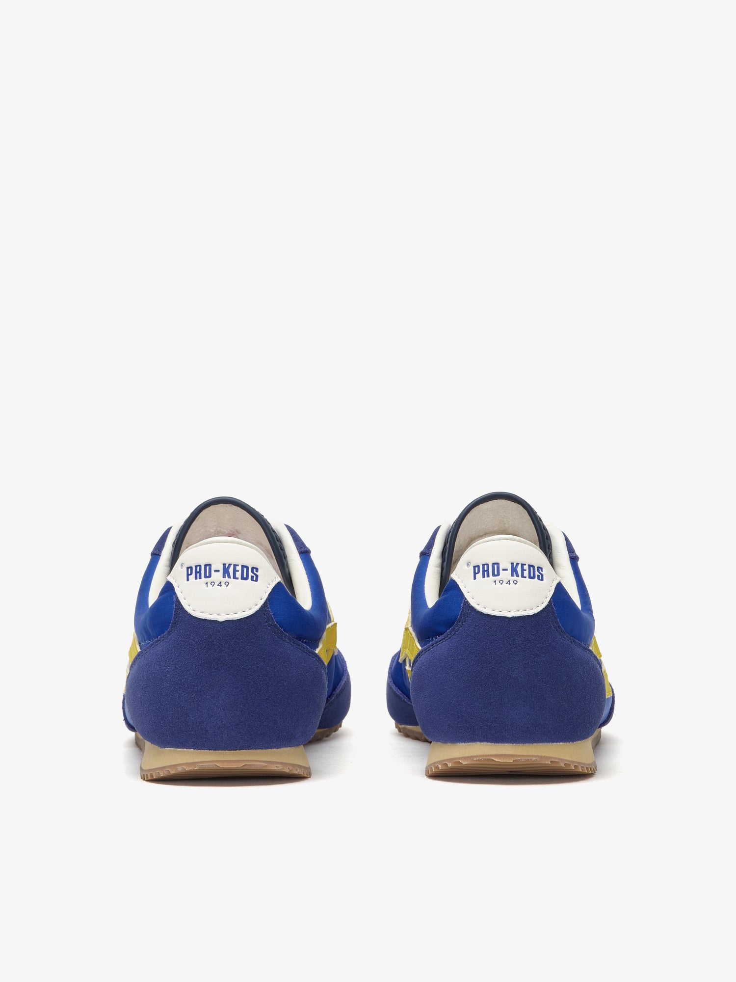 Pro-Keds Racer 77 da uomo, sneaker blu e gialla, retro con dettaglio talloncino