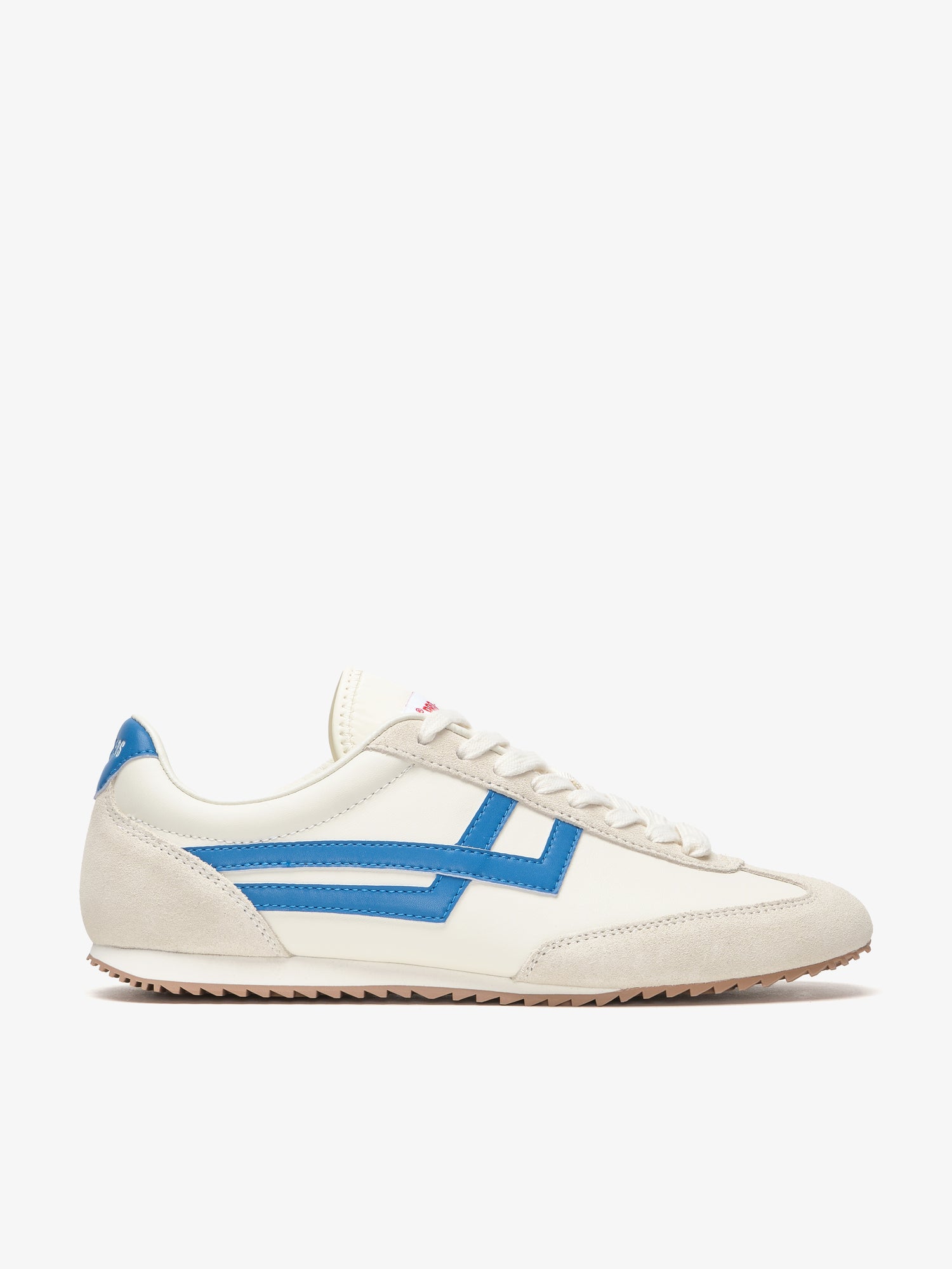 Pro-Keds Racer 77 da uomo, sneaker crema e blu, scarpa singola, dettaglio tomaia in pelle con inserti in pelle e suede