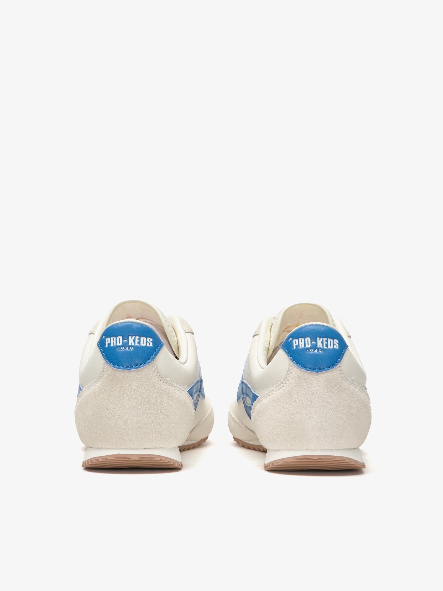 Pro-Keds Racer 77 da uomo, sneaker crema e blu, retro con dettaglio talloncino