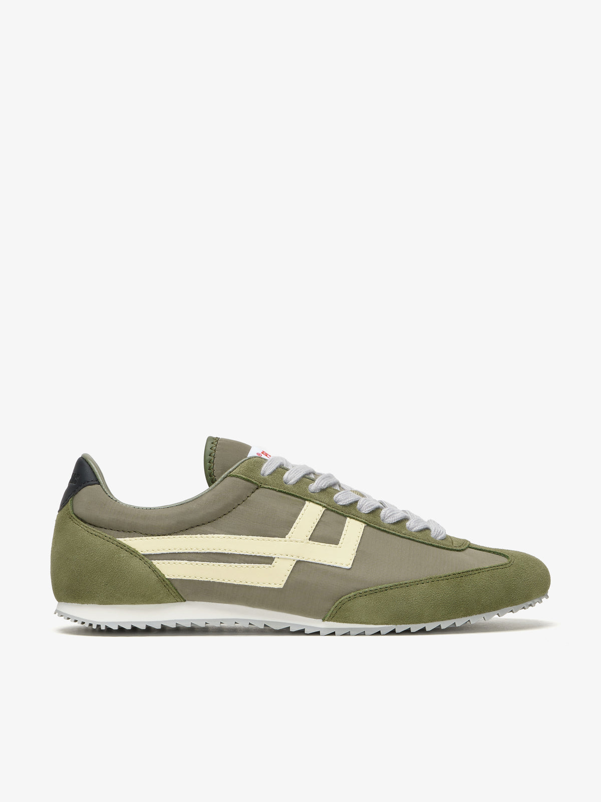 Pro-Keds Racer 77 da uomo, sneaker verde militare, scarpa singola, dettaglio tomaia in nylon