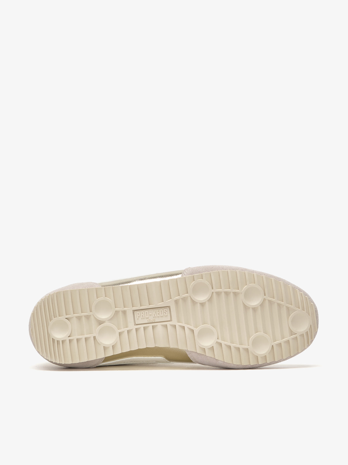 Suola con logo sneaker Pro-Keds Racer 77 platino e avorio da donna