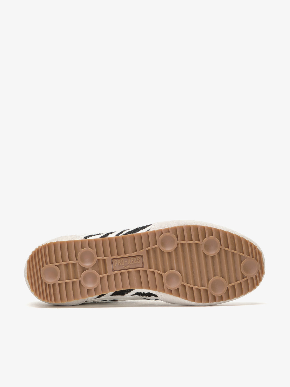 Suola con logo sneaker Pro-Keds Racer 77 in cavallino zebra e avorio da donna