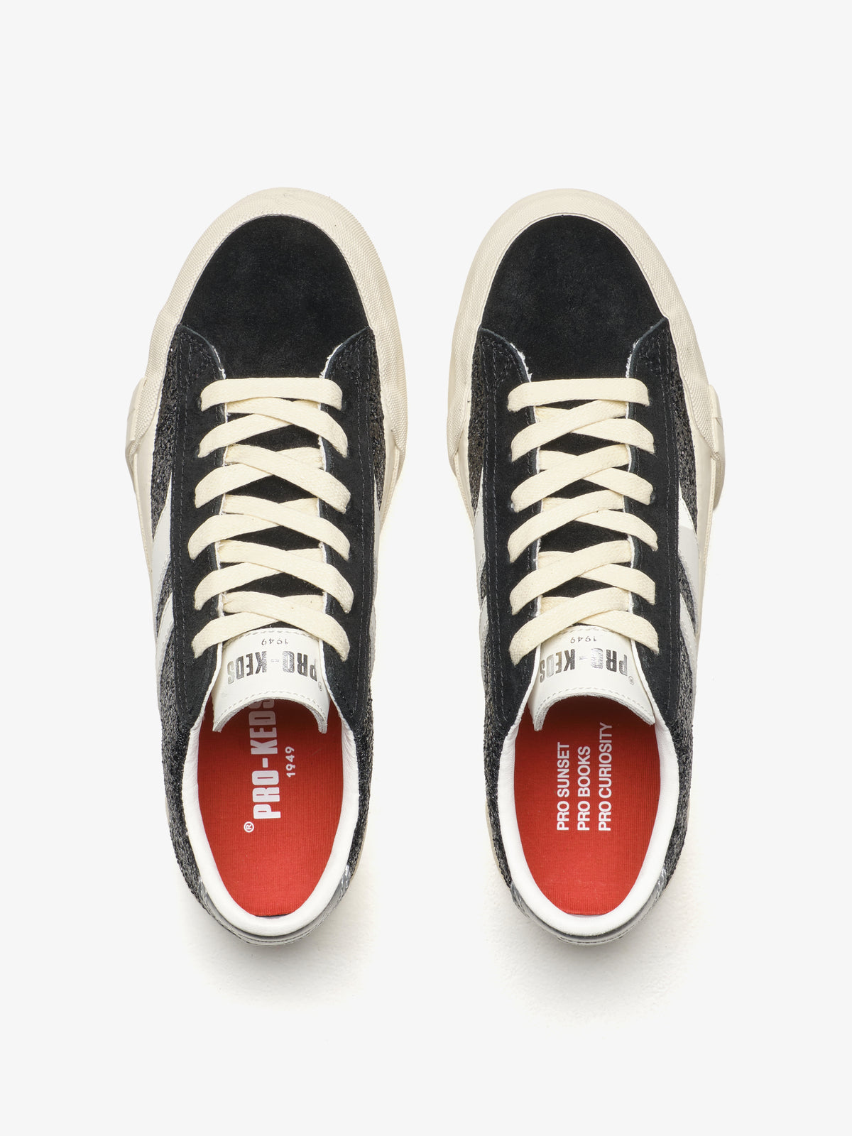 Sneaker da donna Pro-Keds Royal Classic in glitter nero glitter, dettaglio soletta interna