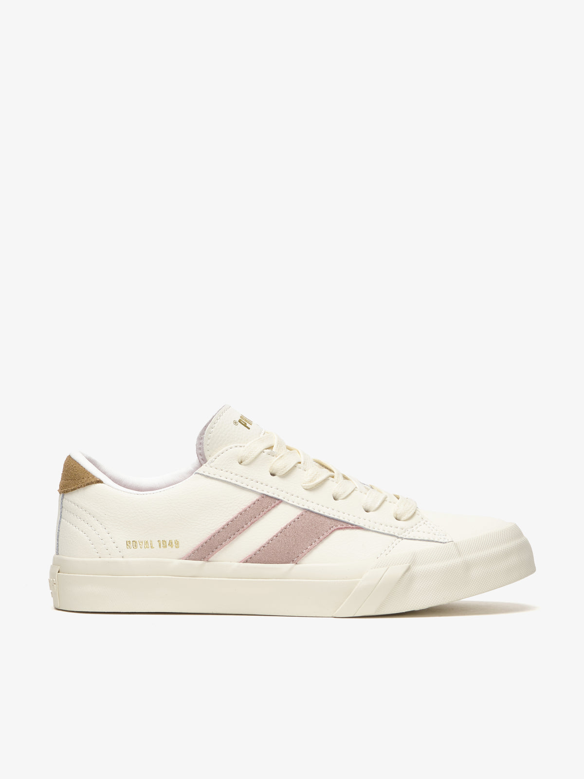 Sneaker da donna Pro-Keds Royal Classic in pelle crema e rosa, vista laterale