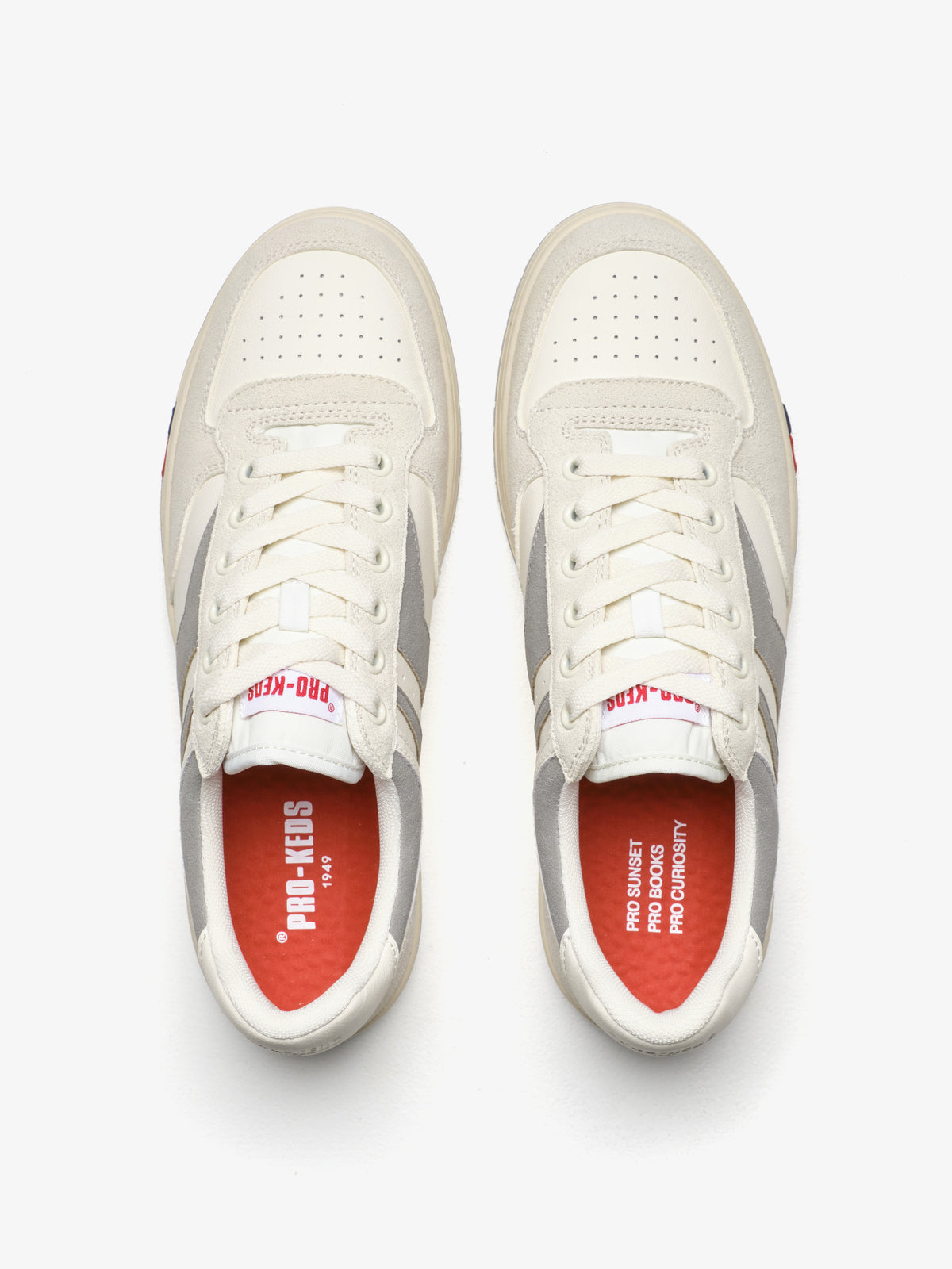 Sneaker da uomo Pro-Keds Sky in suede crema e grigio, dettaglio collare imbottito