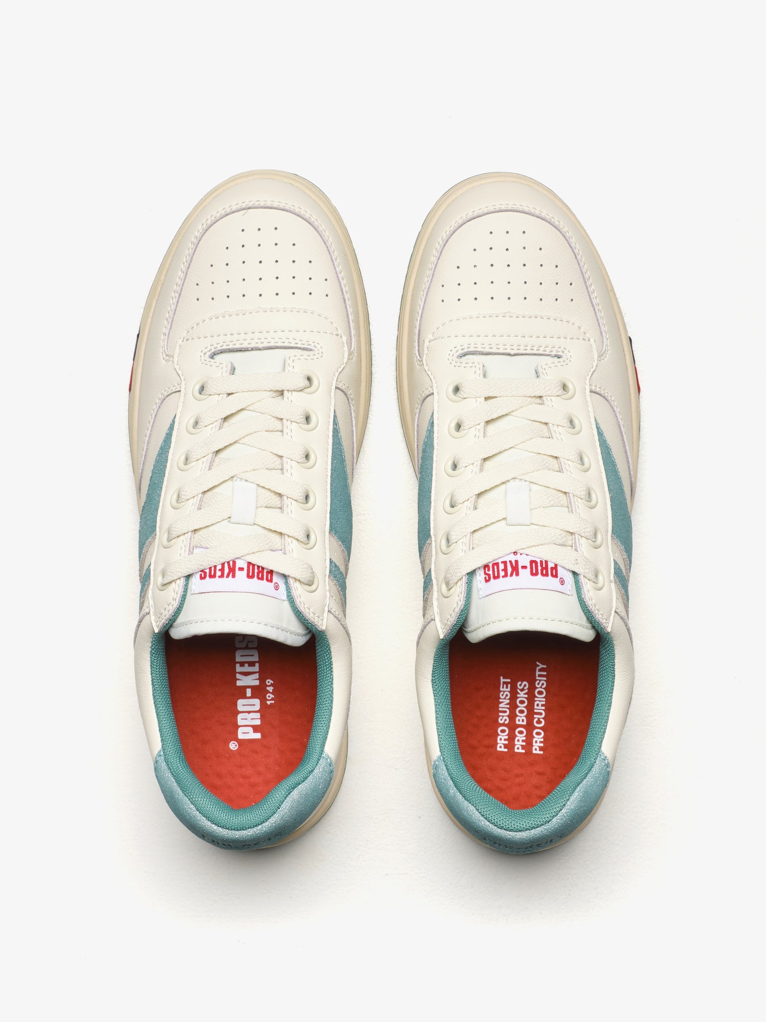 Sneaker da uomo Pro-Keds Sky in pelle crema e verde, dettaglio collare imbottito