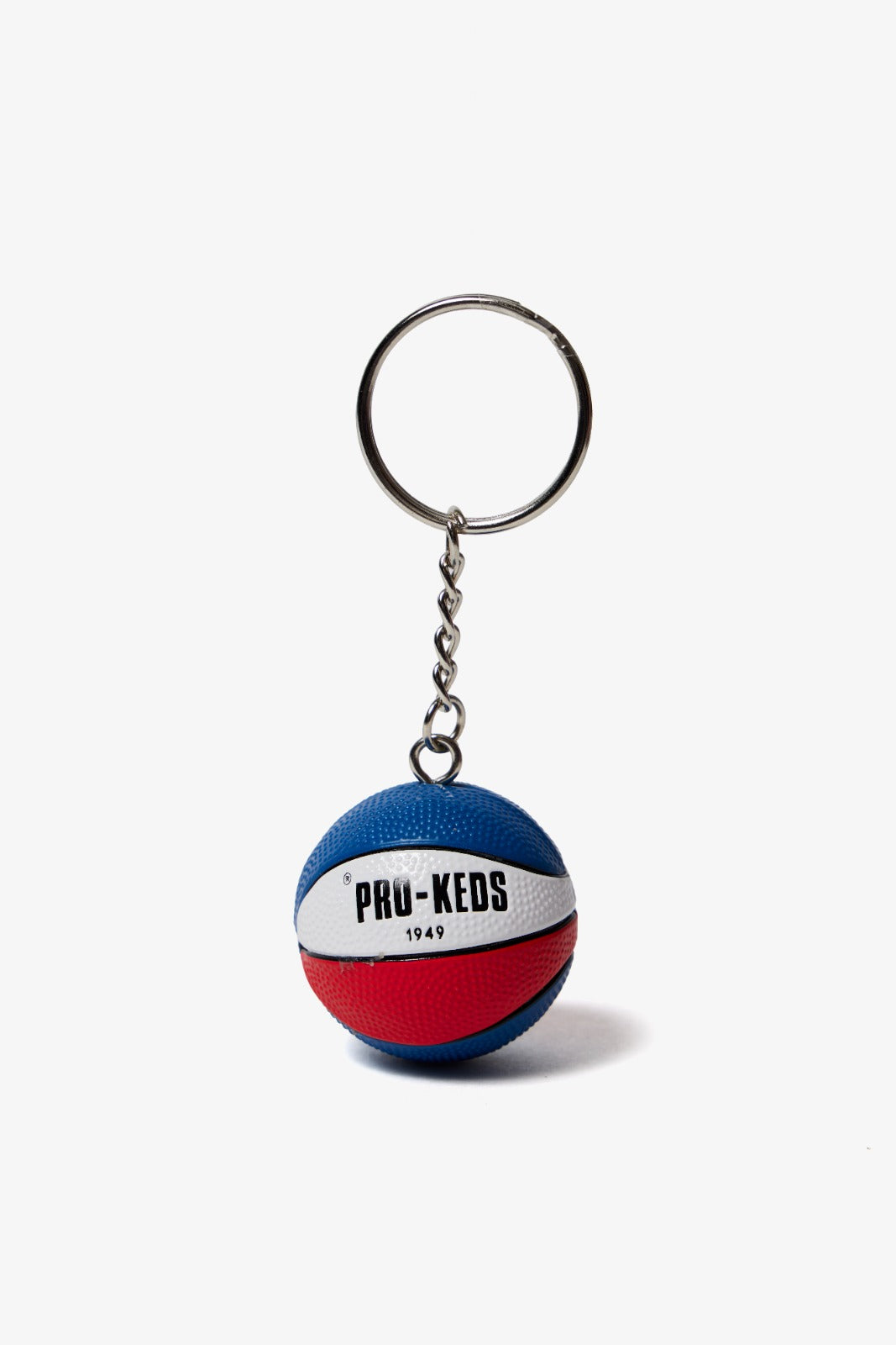 Portachiavi PRO-KEDS 1949 Basket, pallone da basket in plastica nei colori bianco, rosso e blu, con anello portachiavi