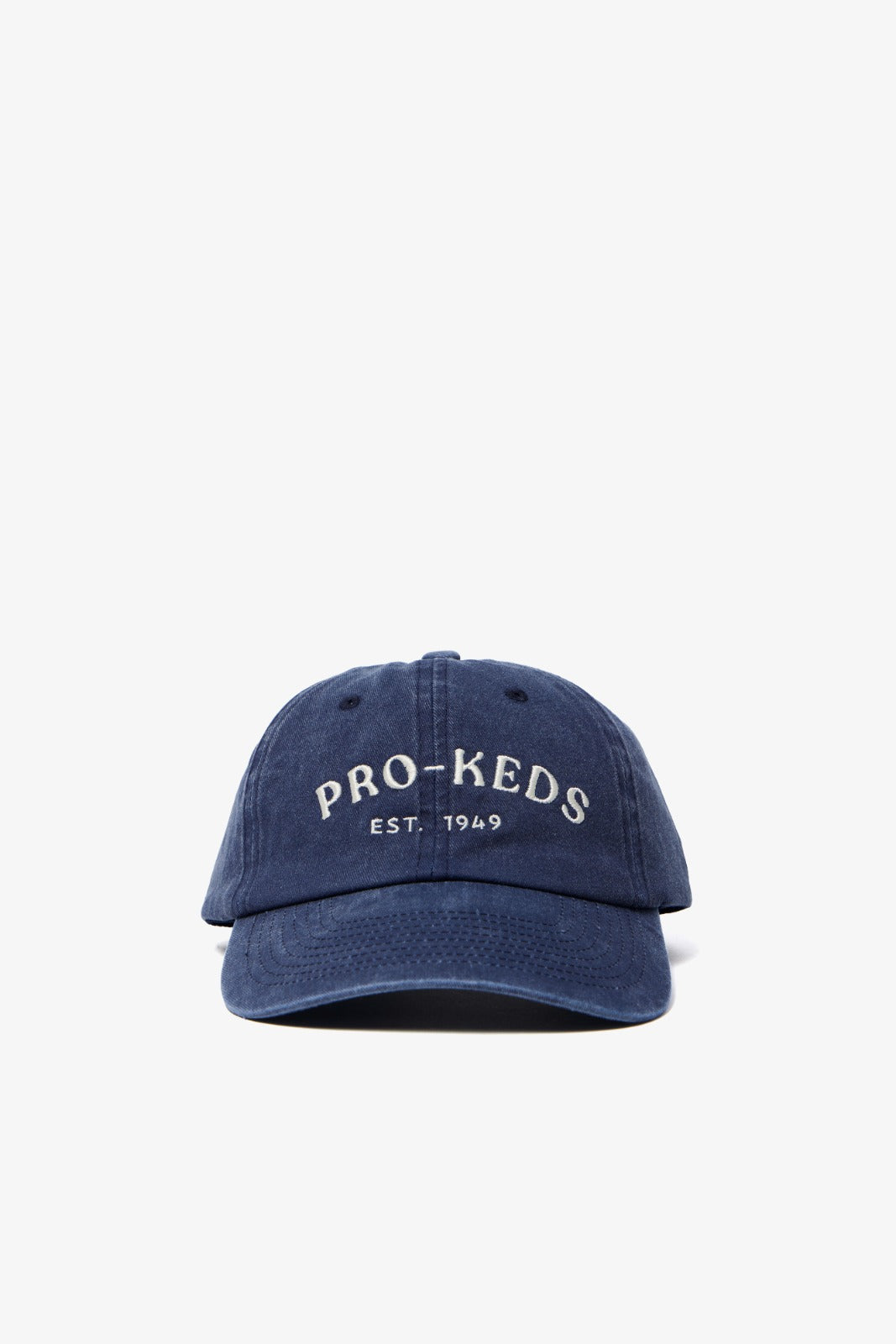 Cappellino PRO-KEDS 1949 in cotone blu, vista frontale con ricamo logo