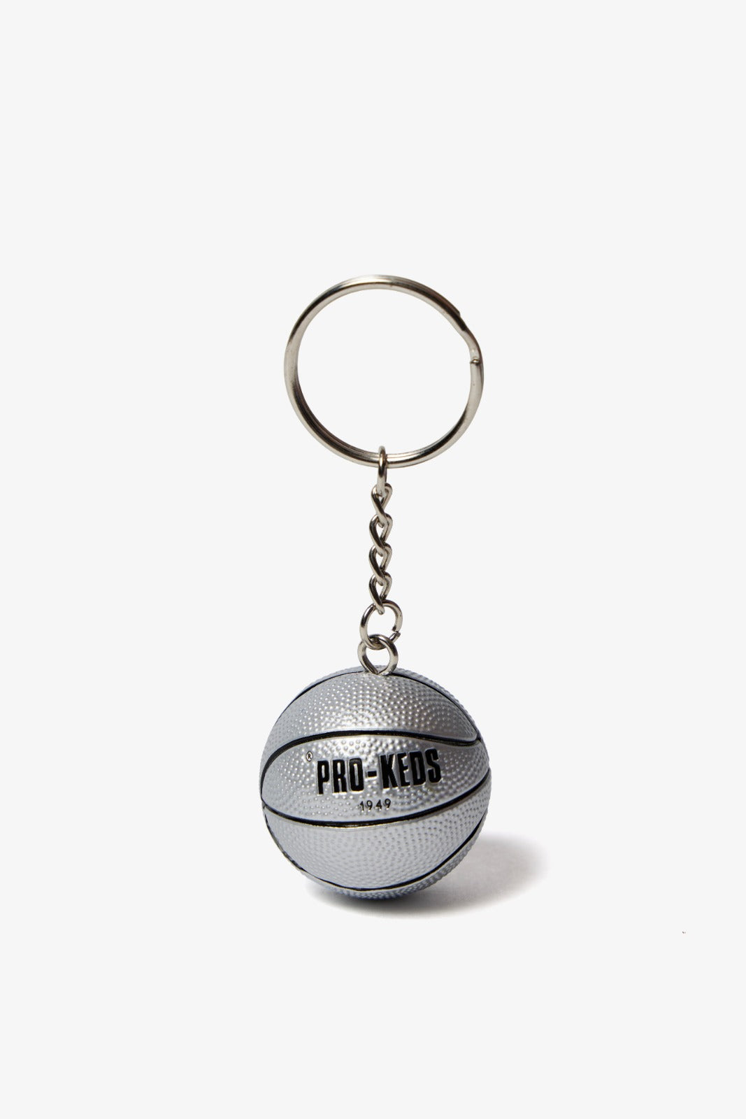 Portachiavi PRO-KEDS 1949 Basket, pallone da basket in plastica nei colori argento e nero con anello