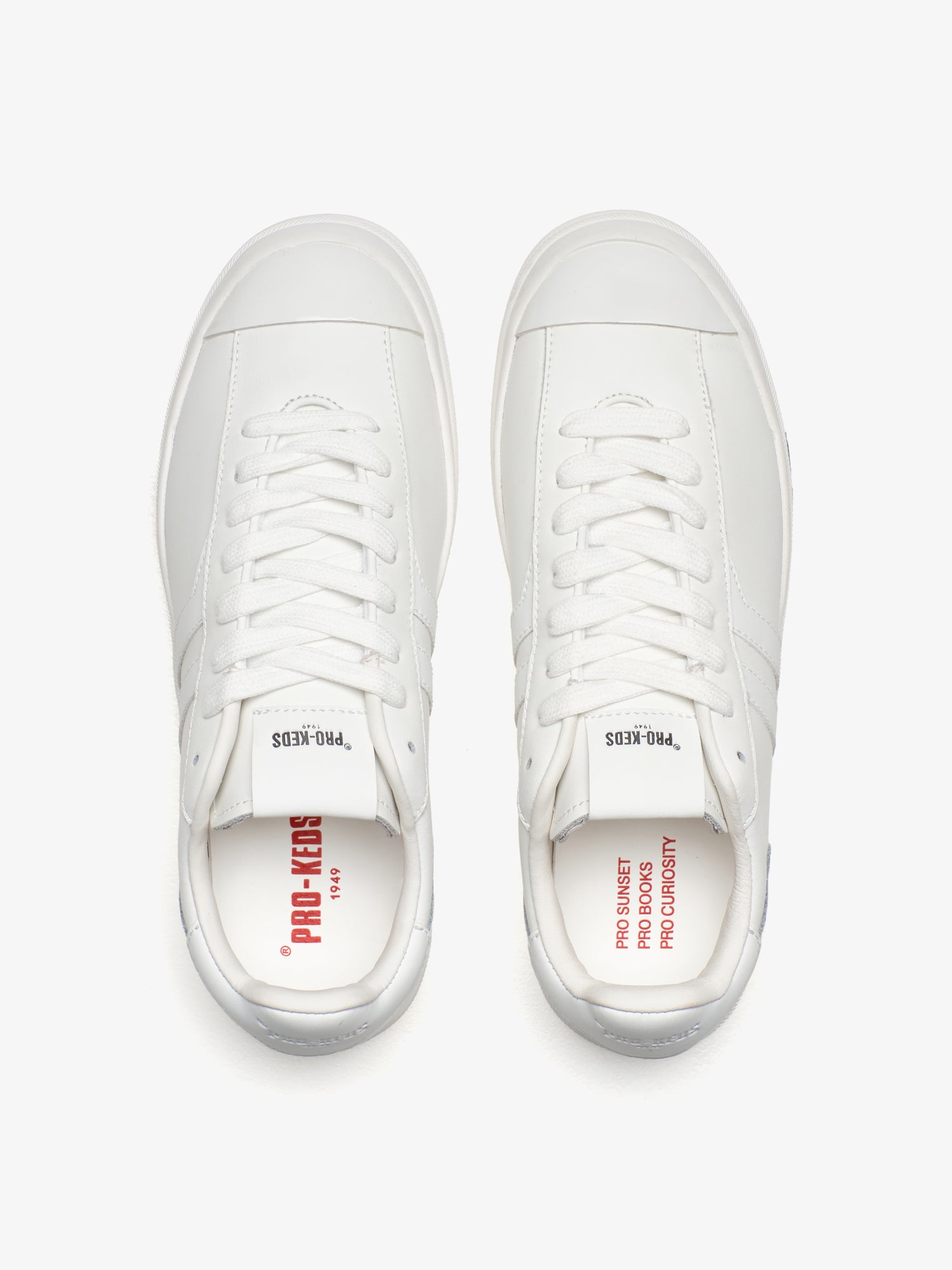 PRO-KEDS Court Ace da uomo in pelle bianca, scarpa intera con soletta interna in vista