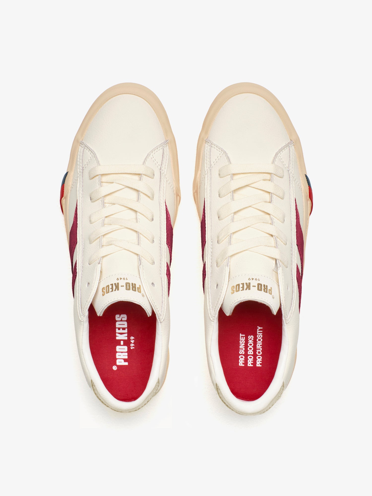Sneaker da donna Pro-keds Royal Classic in pelle crema e rosso platino con soletta interna rossa