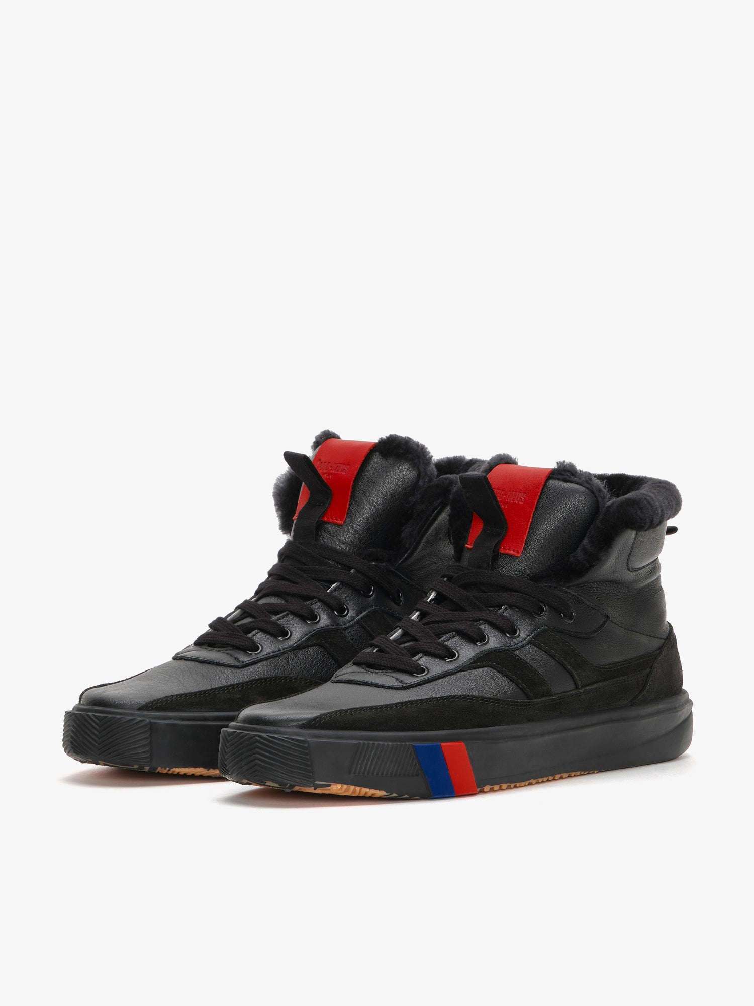 II Orbit Hi in canvas pelle, suede e fur nera, profilo laterale e frontale