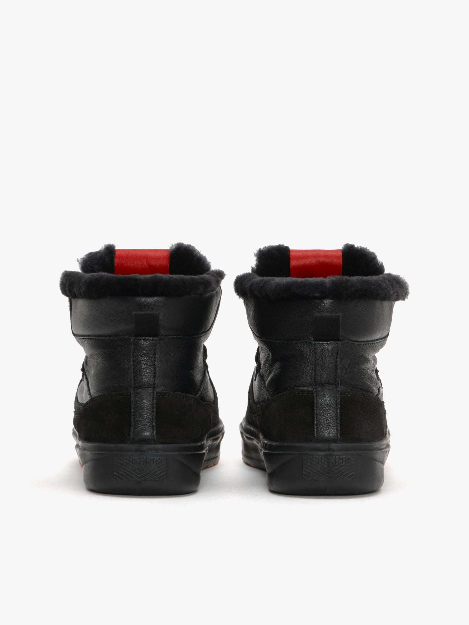 II Orbit Hi in canvas pelle, suede e fur nera, dettaglio talloncino con logo