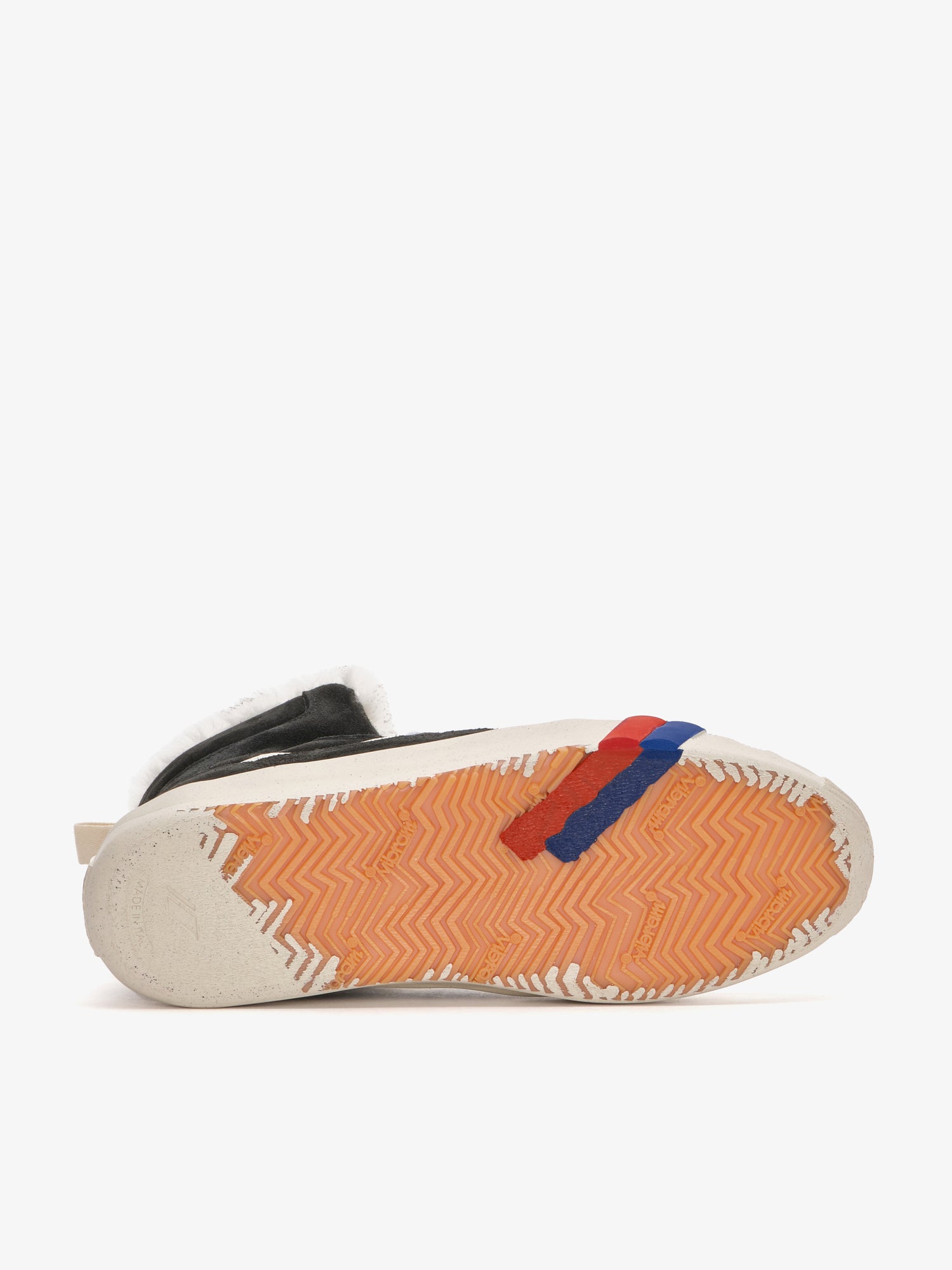 II Orbit Hi in suede e fur nera e avorio dettaglio suola con logo