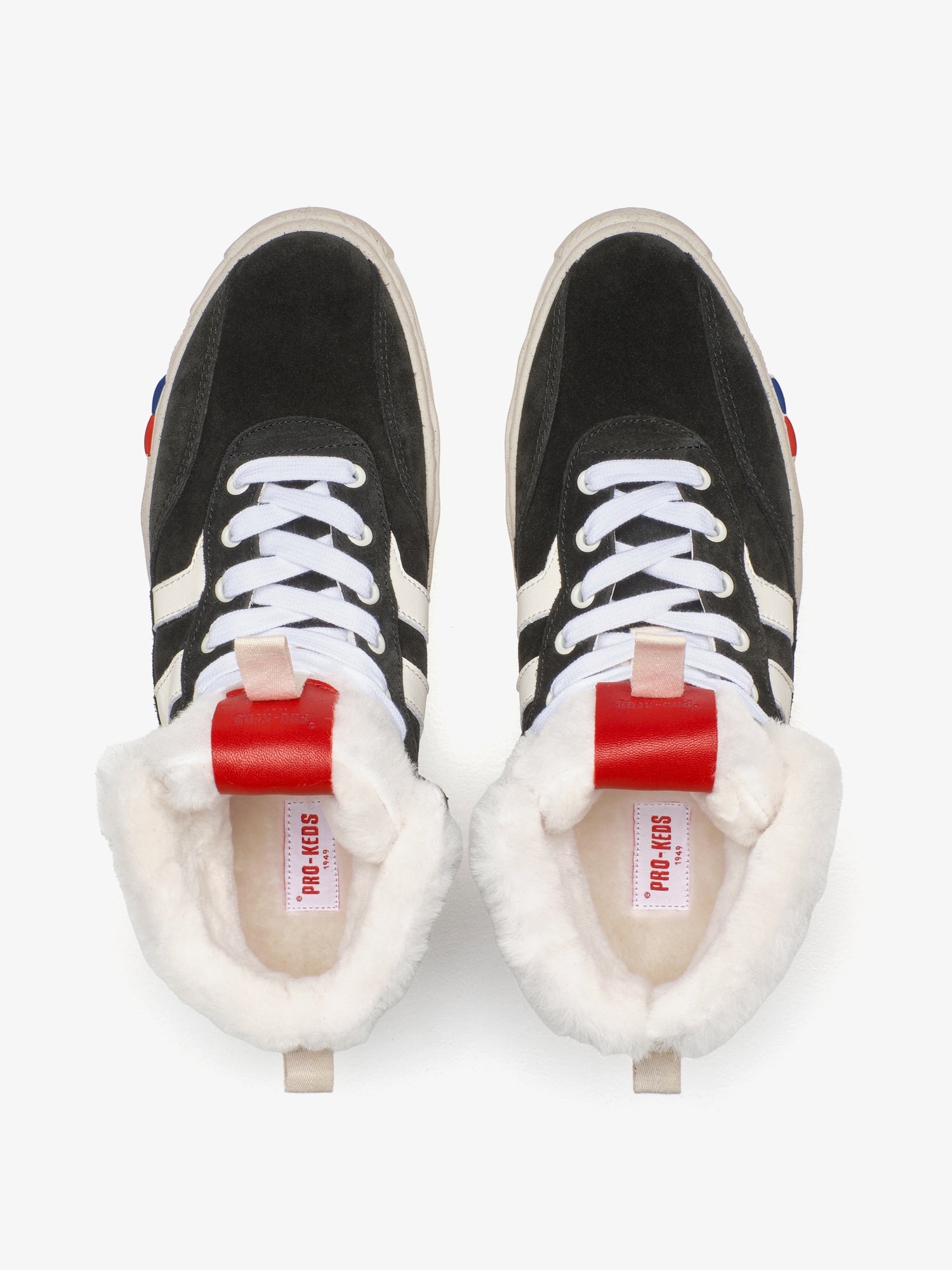 II Orbit Hi in suede nera e avorio dettaglio interno in fur