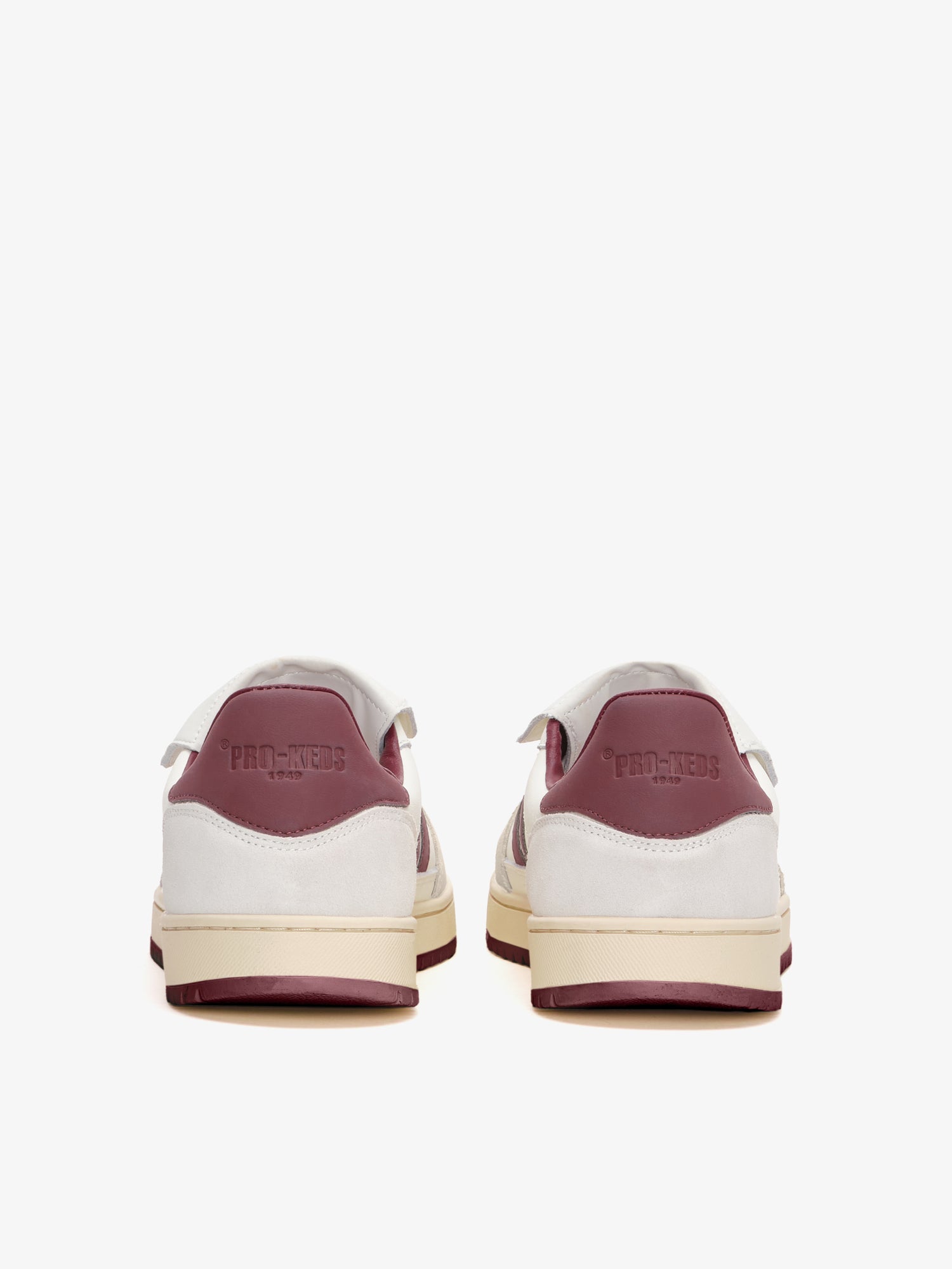 Talloncino con logo delle sneaker Pro-Keds Field King in pelle, color avorio e bordeaux
