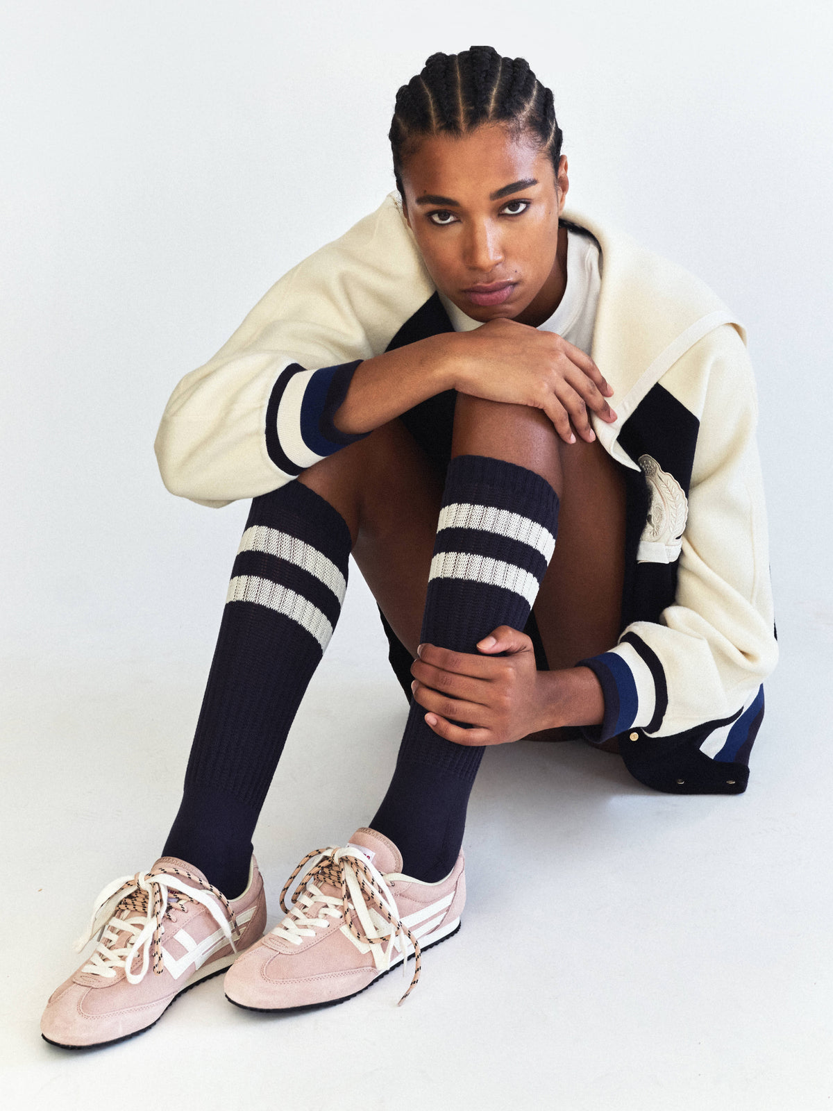 Racer 77 in Suede Rosa e Avorio