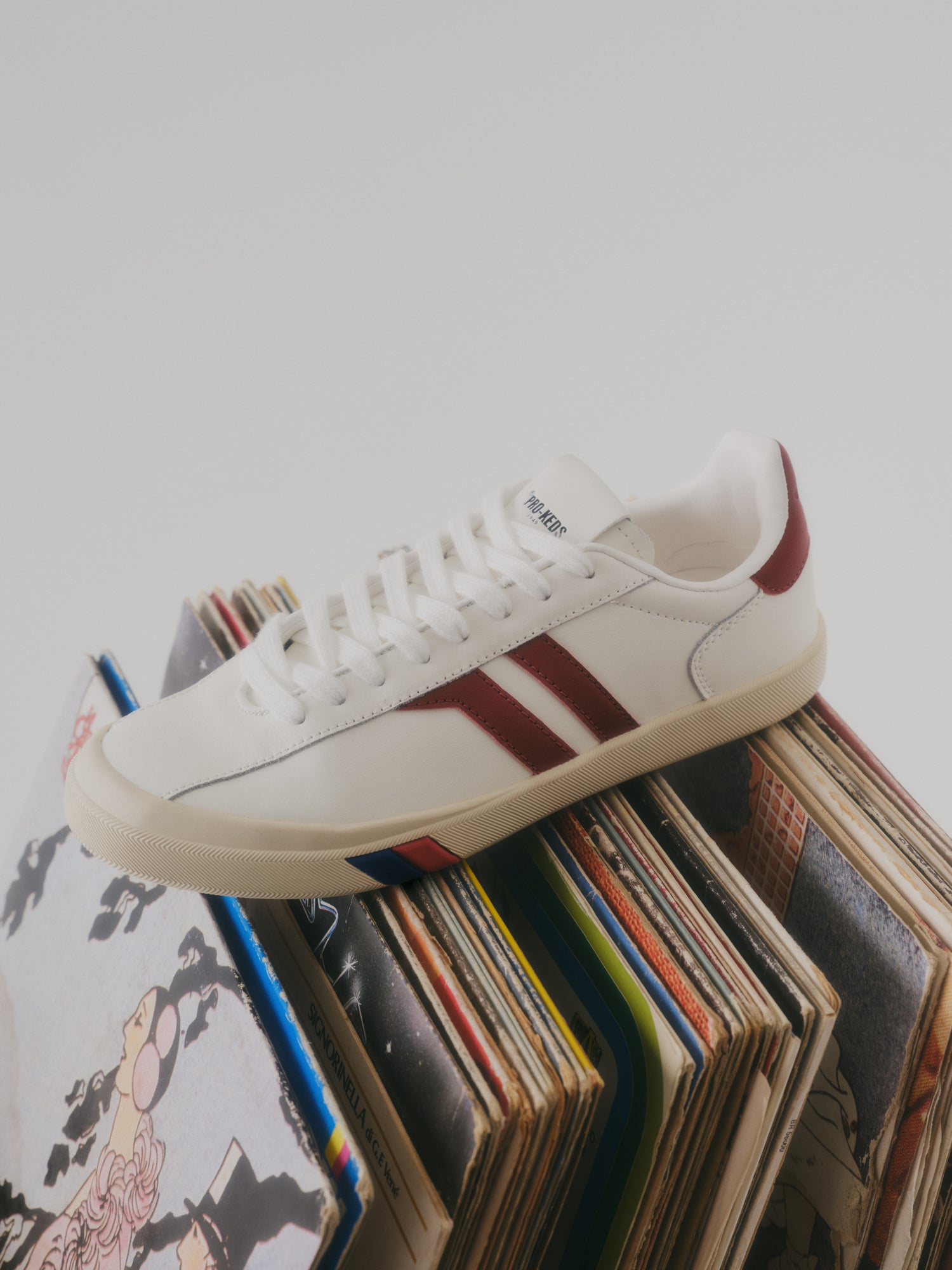 Court Ace in pelle Bianca e Rosso rubino