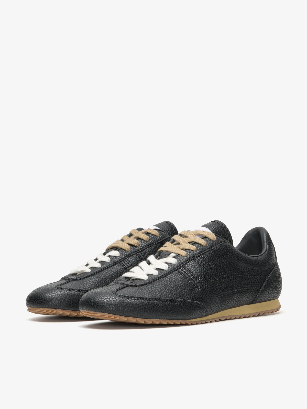 Pro-Keds Racer 77 da uomo, paio di sneaker in pelle nera limited edition, vista frontale e laterale