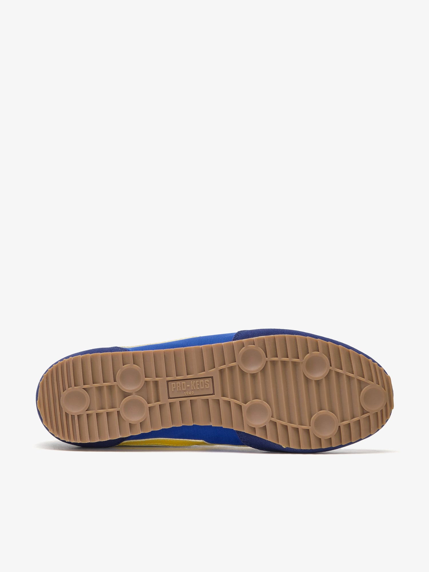 Suola con logo sneaker Pro-Keds Racer 77 blu e gialla da uomo