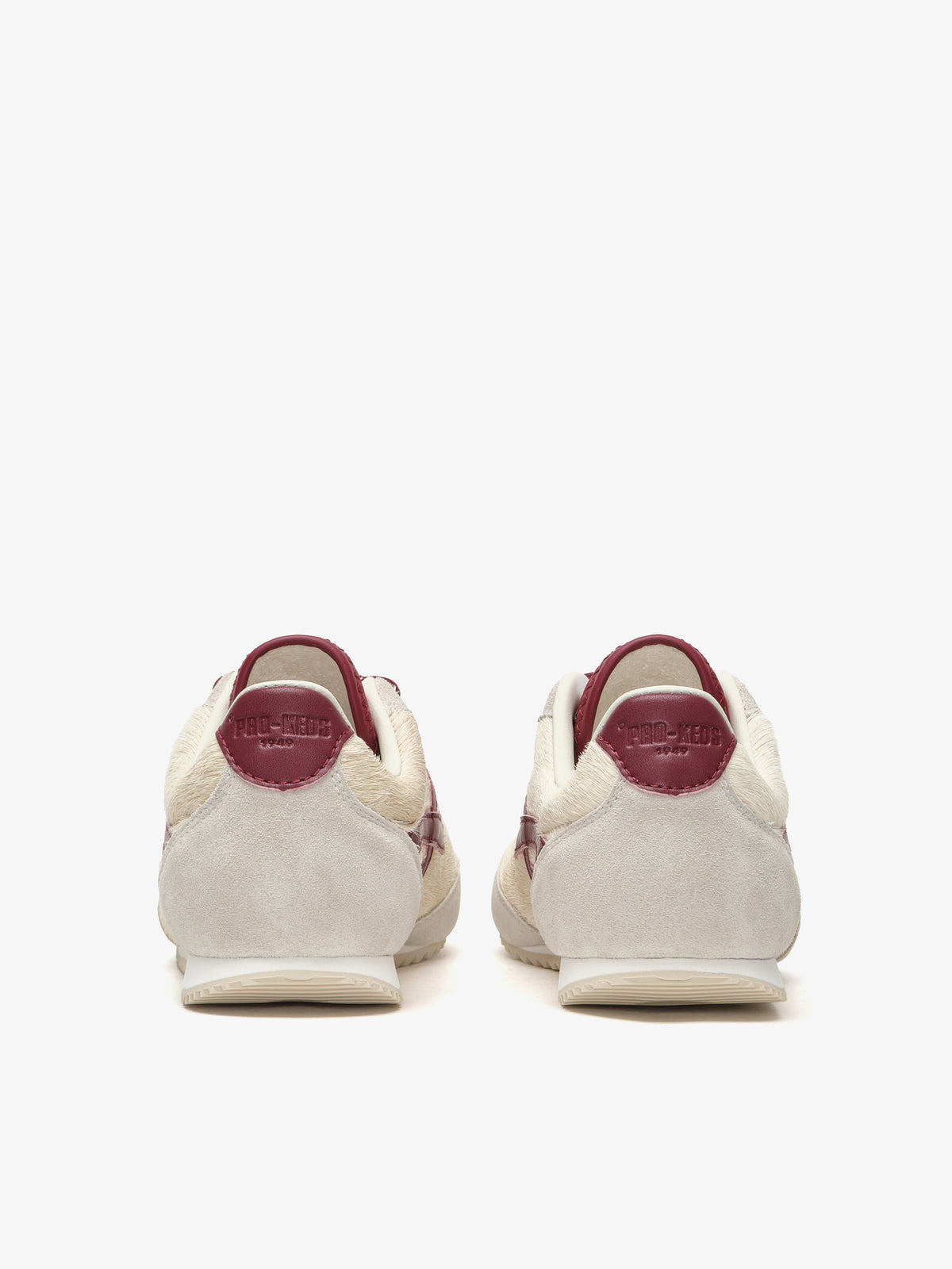 Pro-Keds Racer 77 da donna, sneaker avorio e bordeaux, retro con dettaglio talloncino