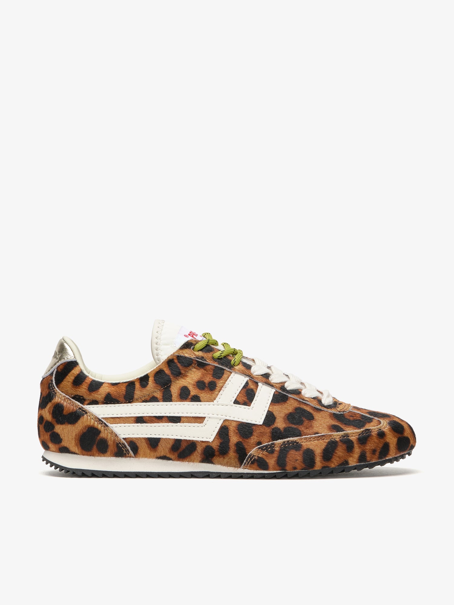 Pro-Keds Racer 77 da donna, sneaker leo e avorio, scarpa singola, dettaglio tomaia in cavallino con inserti in pelle