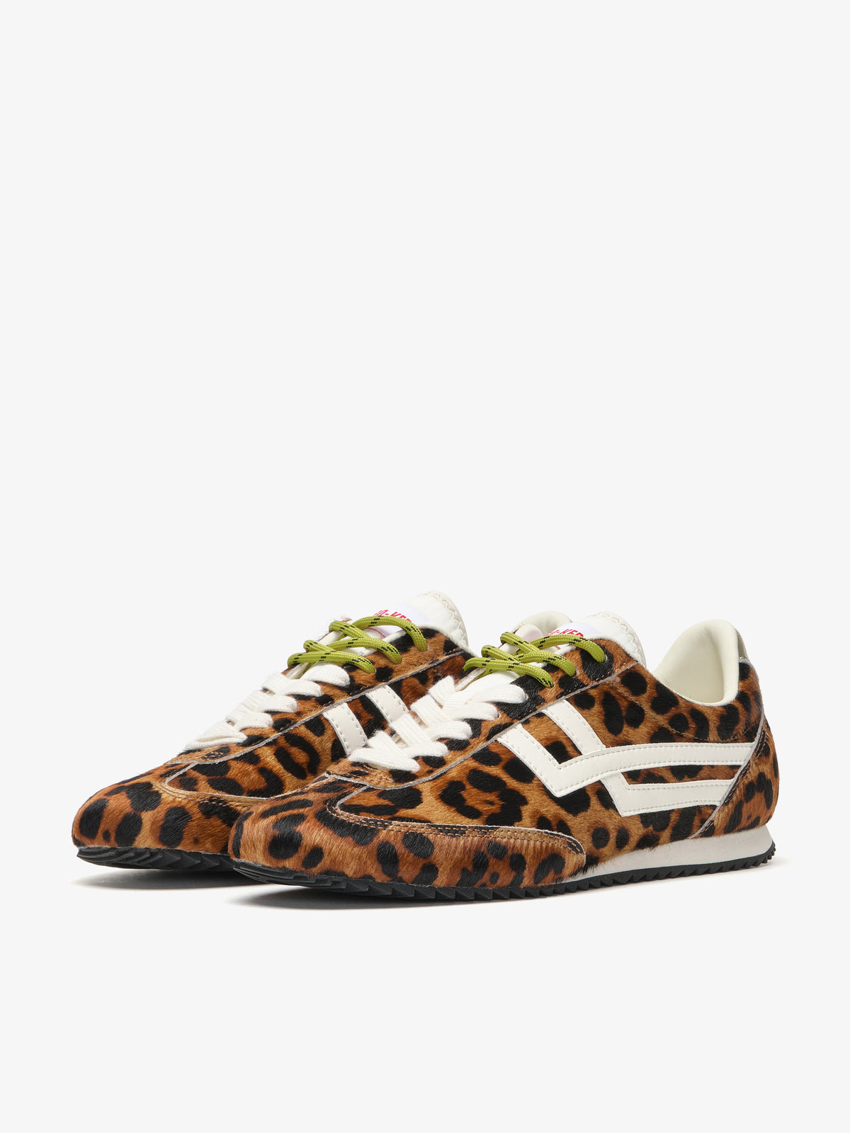 Pro-Keds Racer 77 da donna, sneaker leo e avorio, vista laterale con tomaia in cavallino e inserti in pelle