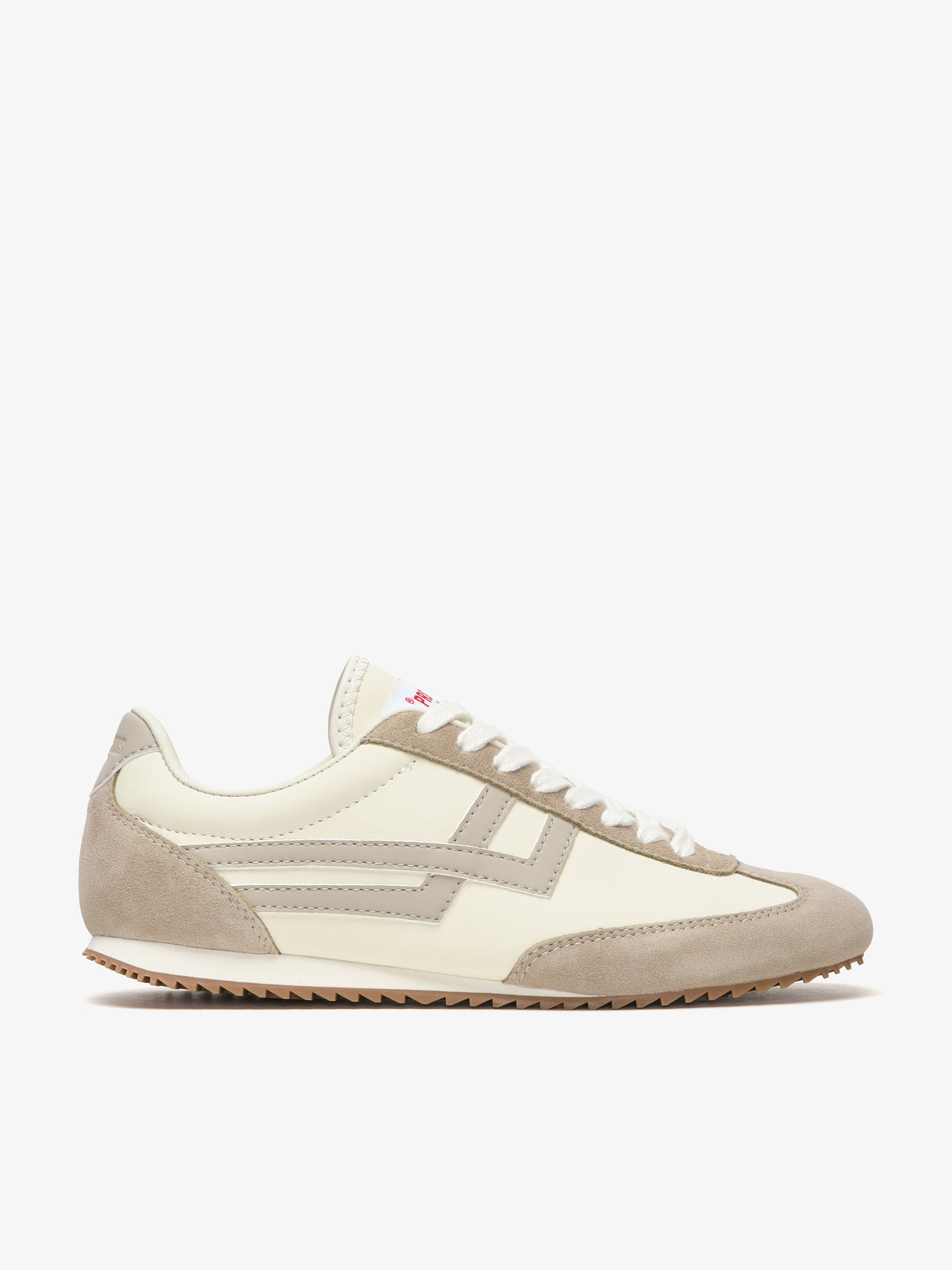 Pro-Keds Racer 77 da donna, sneaker crema e beige, scarpa singola, dettaglio tomaia in pelle e inserti in suede