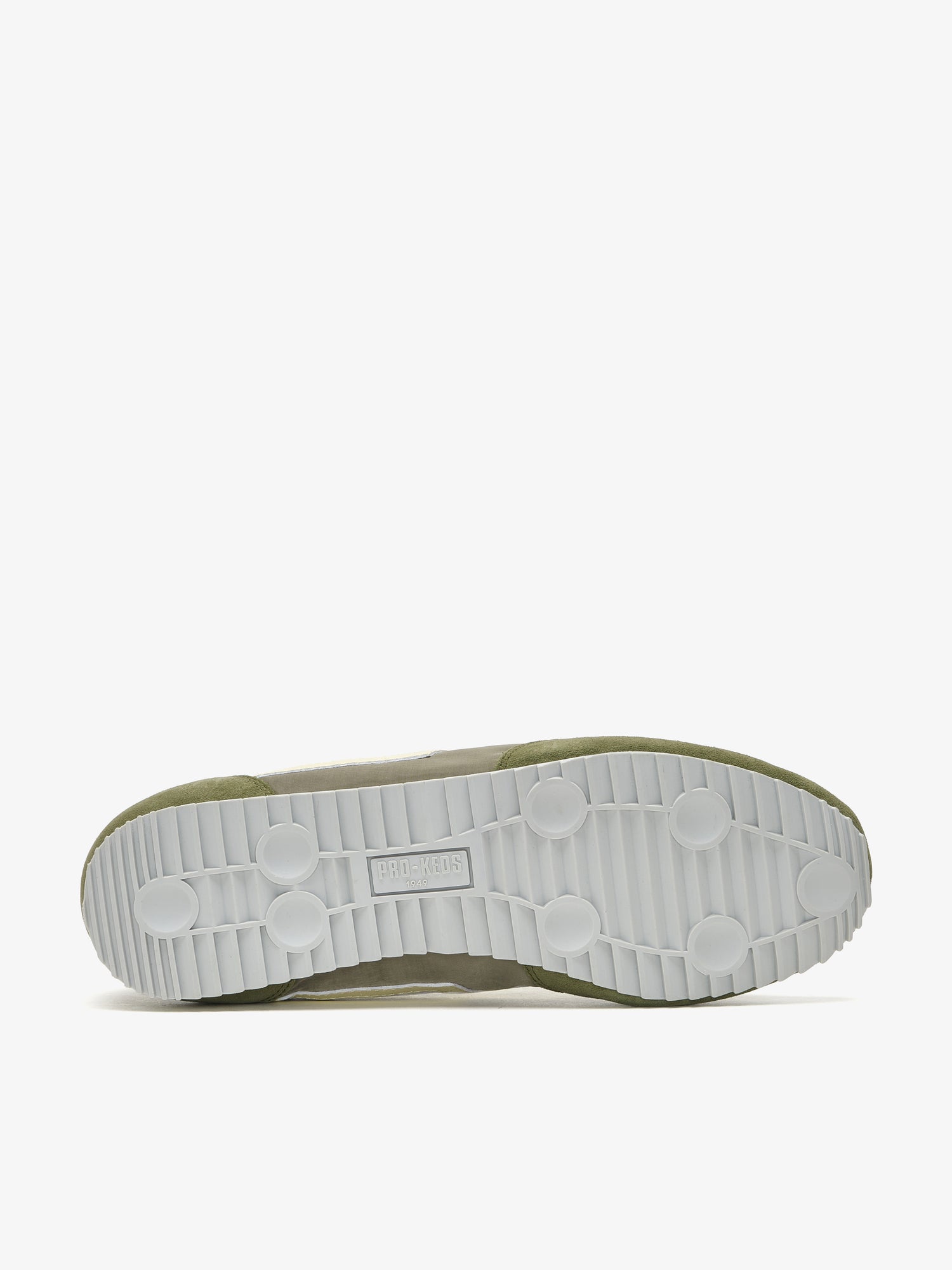 Suola con logo sneaker Pro-Keds Racer 77 verde militare e platino da donna