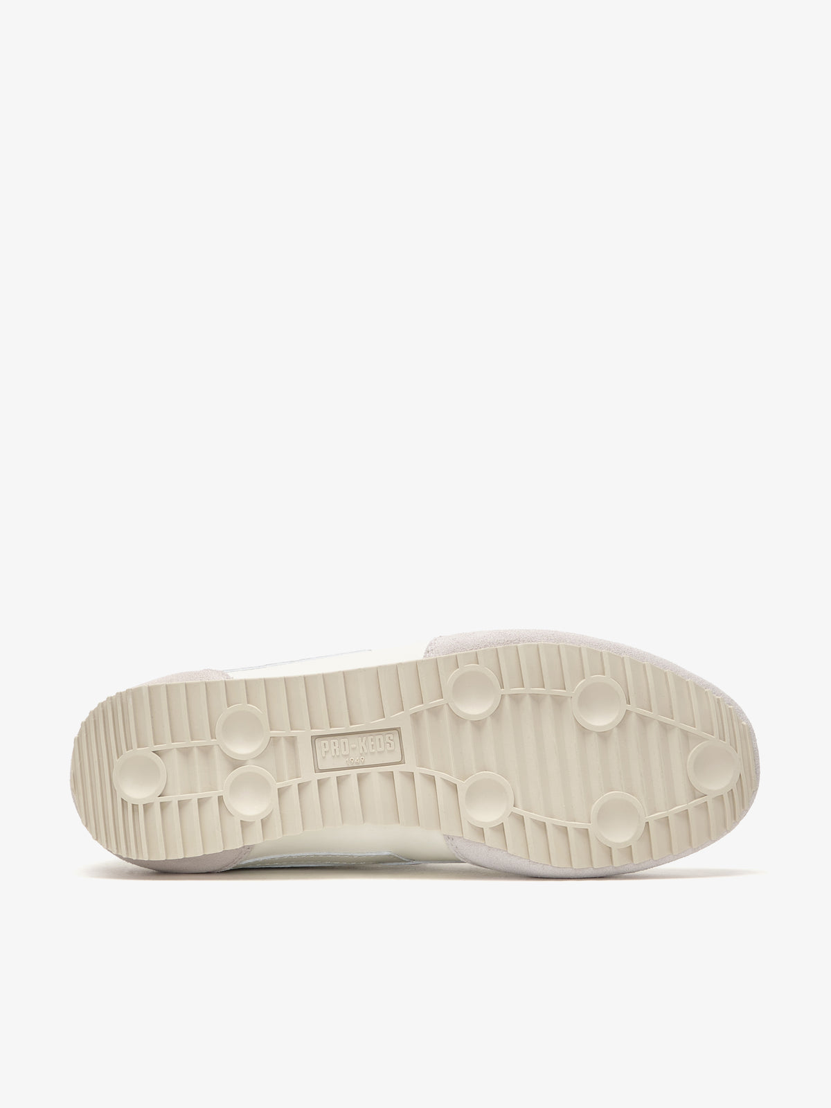 Suola con logo sneaker Pro-Keds Racer 77 bianca e grigia da donna
