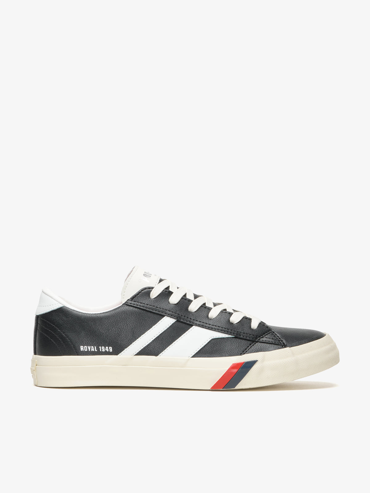 Sneaker da uomo Pro-Keds Royal Classic in pelle nero e bianco, vista laterale