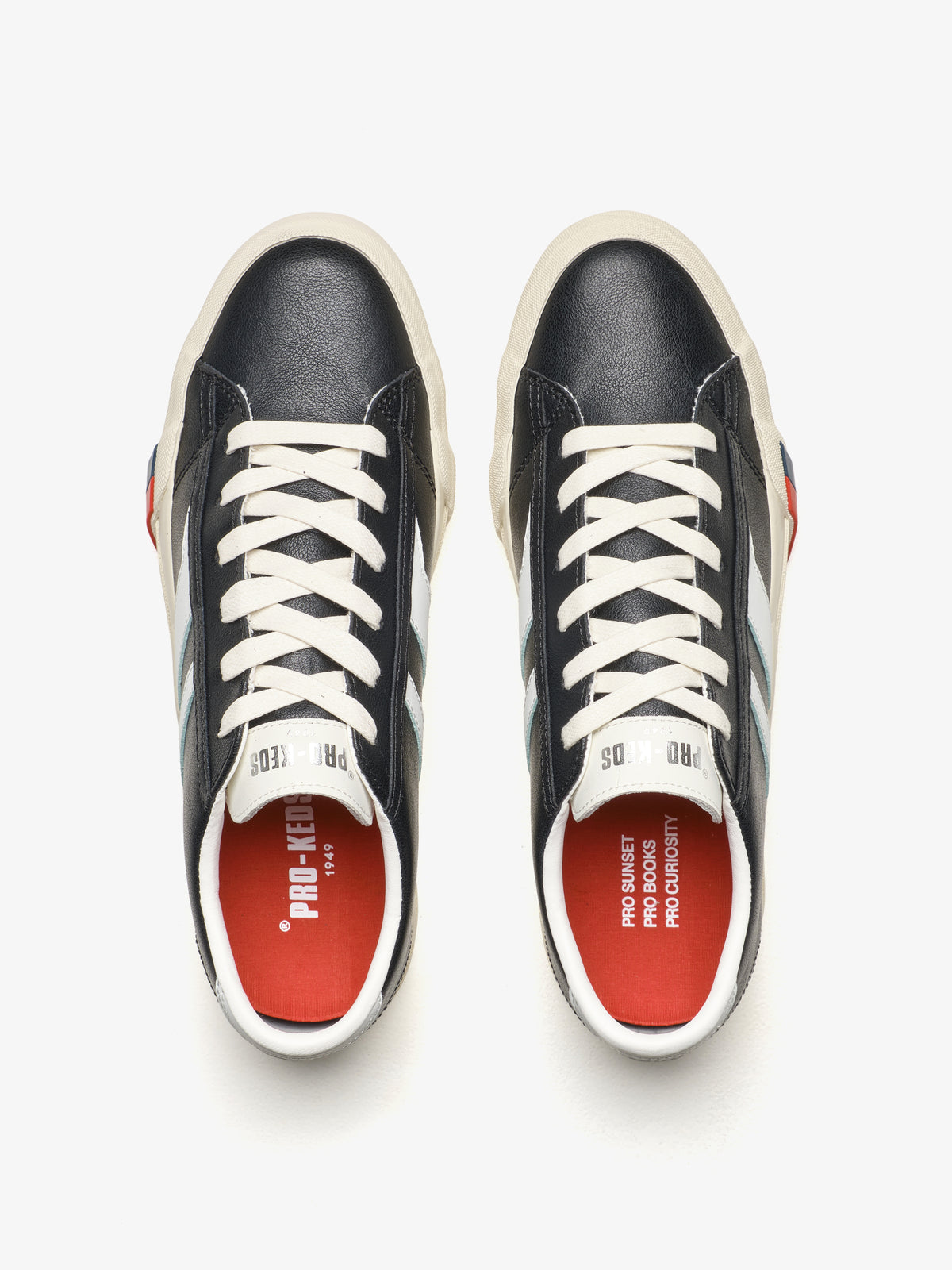Sneaker da uomo Pro-Keds Royal Classic in pelle nero e bianco, dettaglio soletta interna