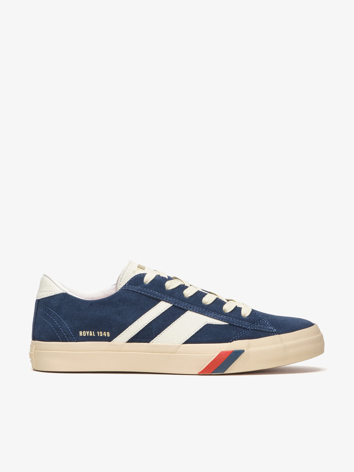 Sneaker da uomo Pro-Keds Royal Classic in suede blu e avorio, vista laterale
