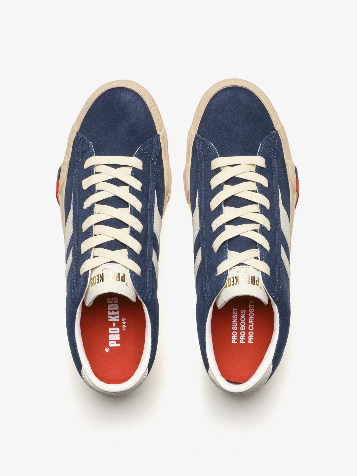 Sneaker da uomo Pro-Keds Royal Classic in suede blu e avorio, dettaglio soletta interna
