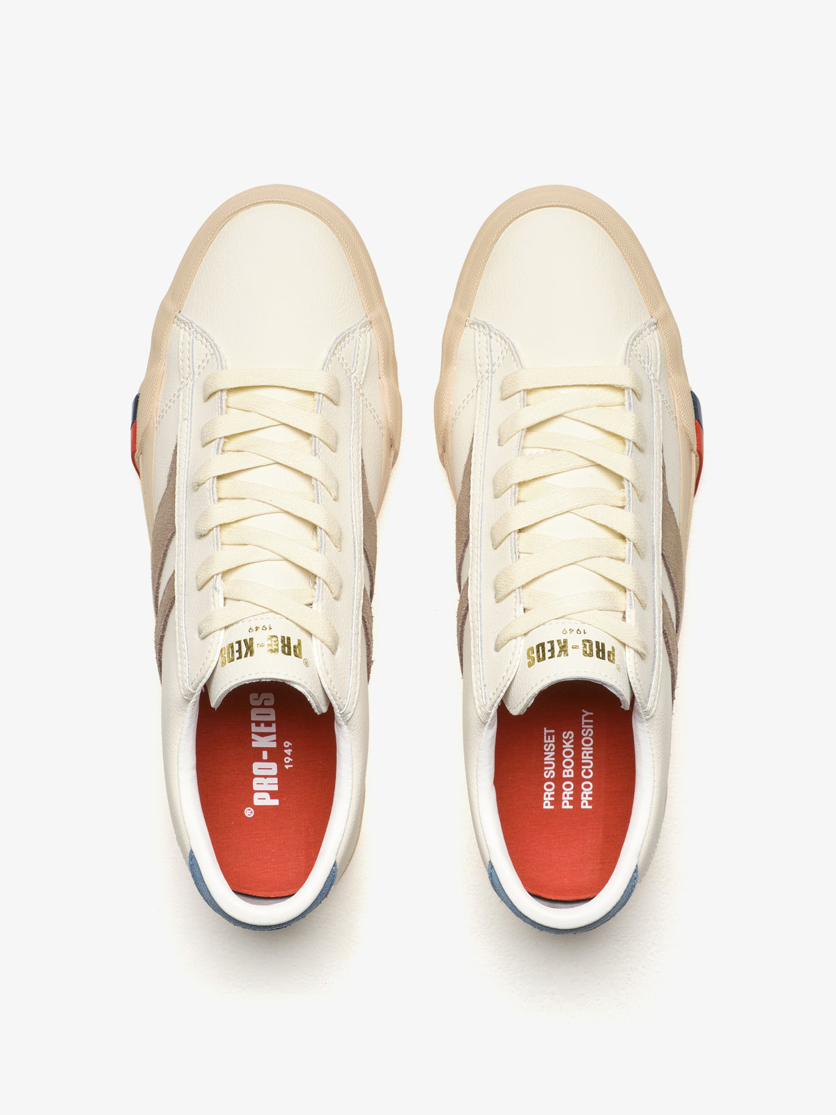 Sneaker da uomo Pro-Keds Royal Classic in pelle crema e beige, dettaglio soletta interna