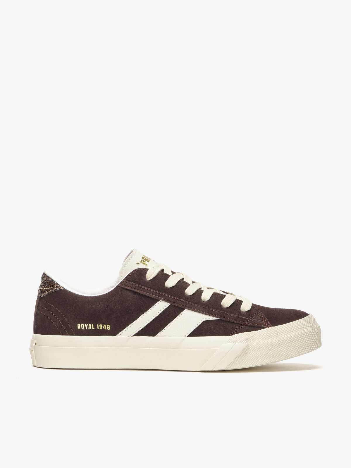 Sneaker da donna Pro-Keds Royal Classic in suede prugna e crema, vista laterale