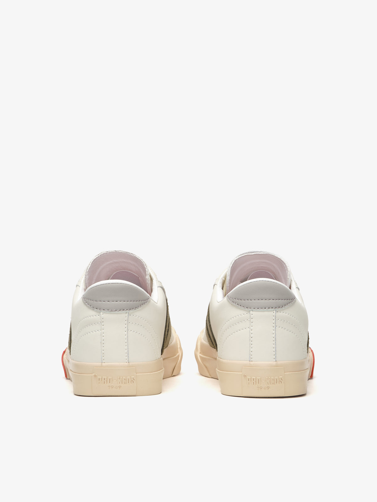 Retro scarpa Royal Classic di Pro-Keds da uomo in pelle bianco e verde militare