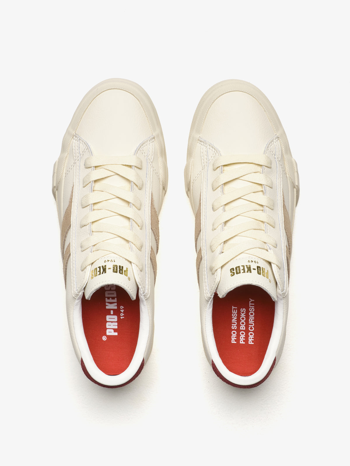 Sneaker da donna Pro-Keds Royal Classic in pelle crema e beige, dettaglio soletta interna