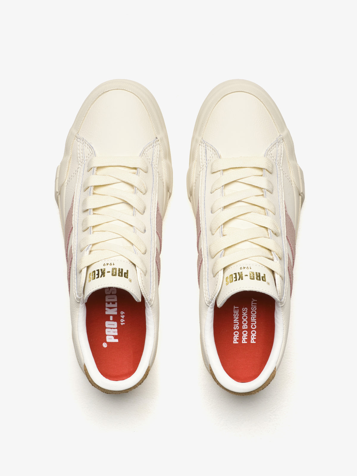 Sneaker da donna Pro-Keds Royal Classic in pelle crema e rosa, dettaglio soletta interna