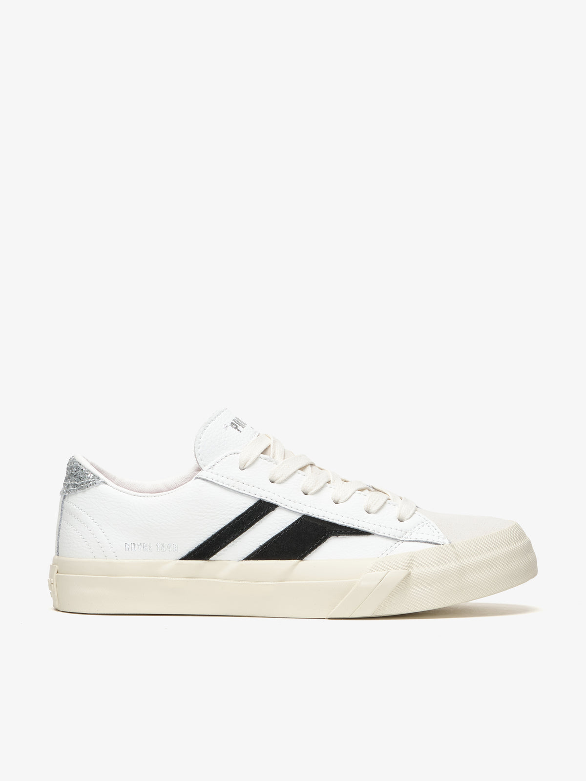 Sneaker da donna Pro-Keds Royal Classic in pelle bianco e nero, vista laterale