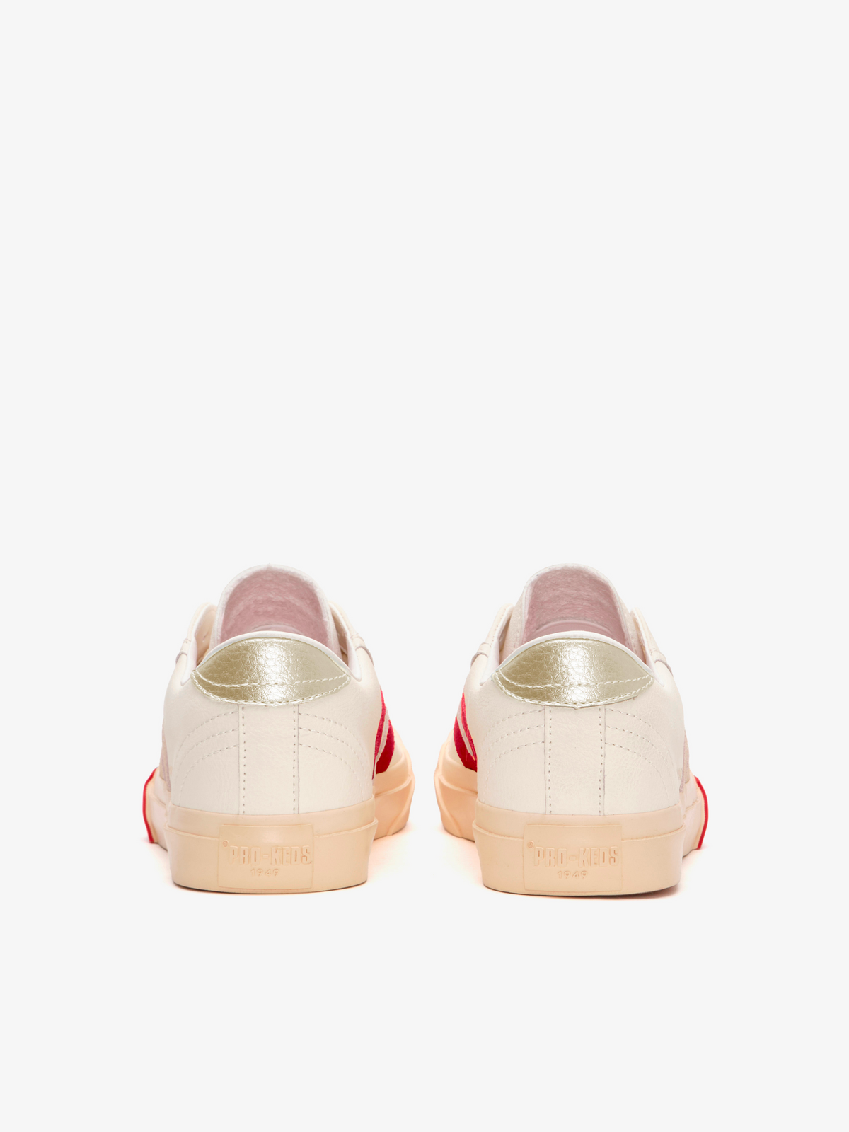 Retro scarpa Royal Classic di Pro-Keds in pelle crema e rosso platino
