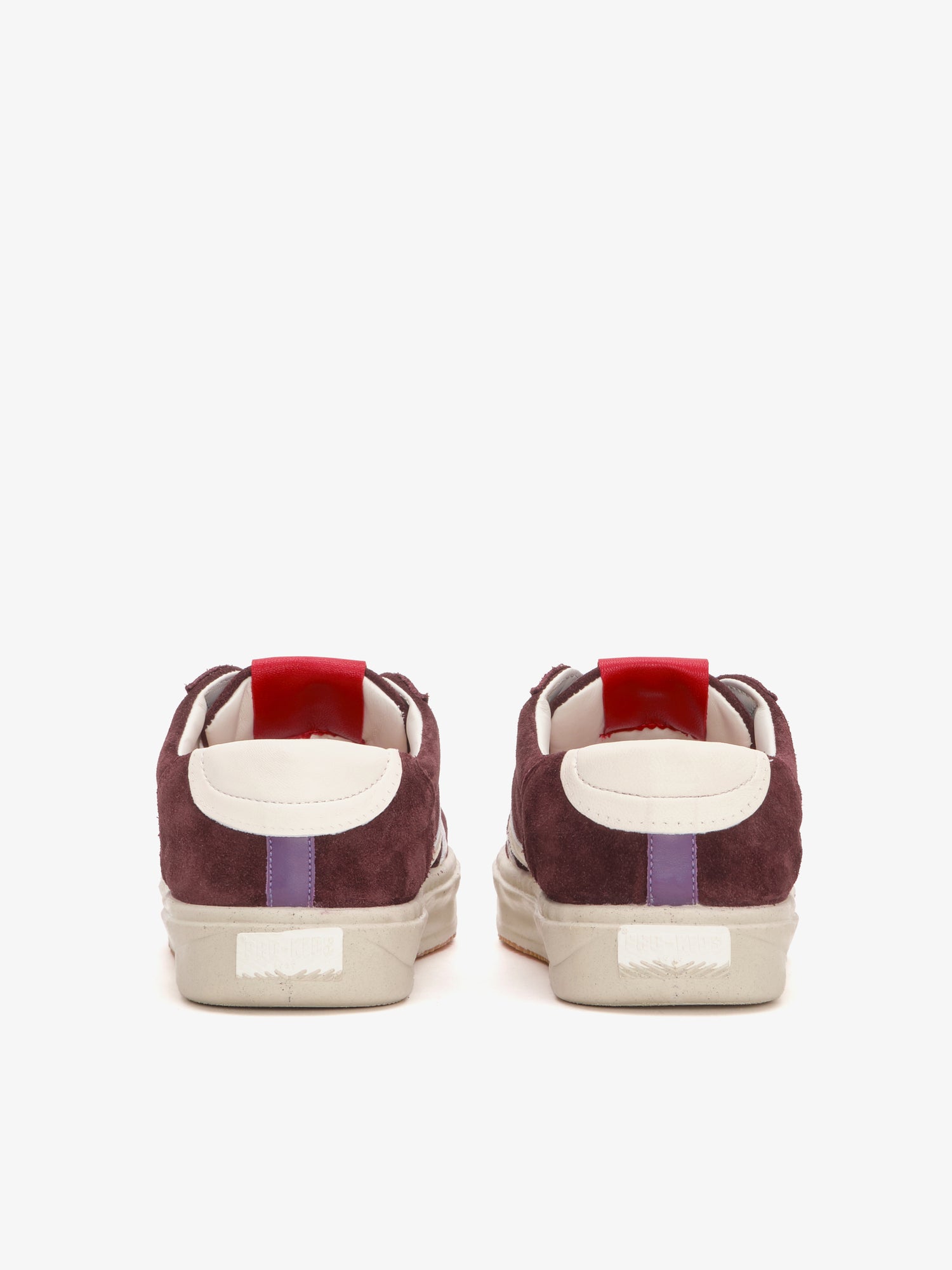 II Orbit in deep red and ivory suede