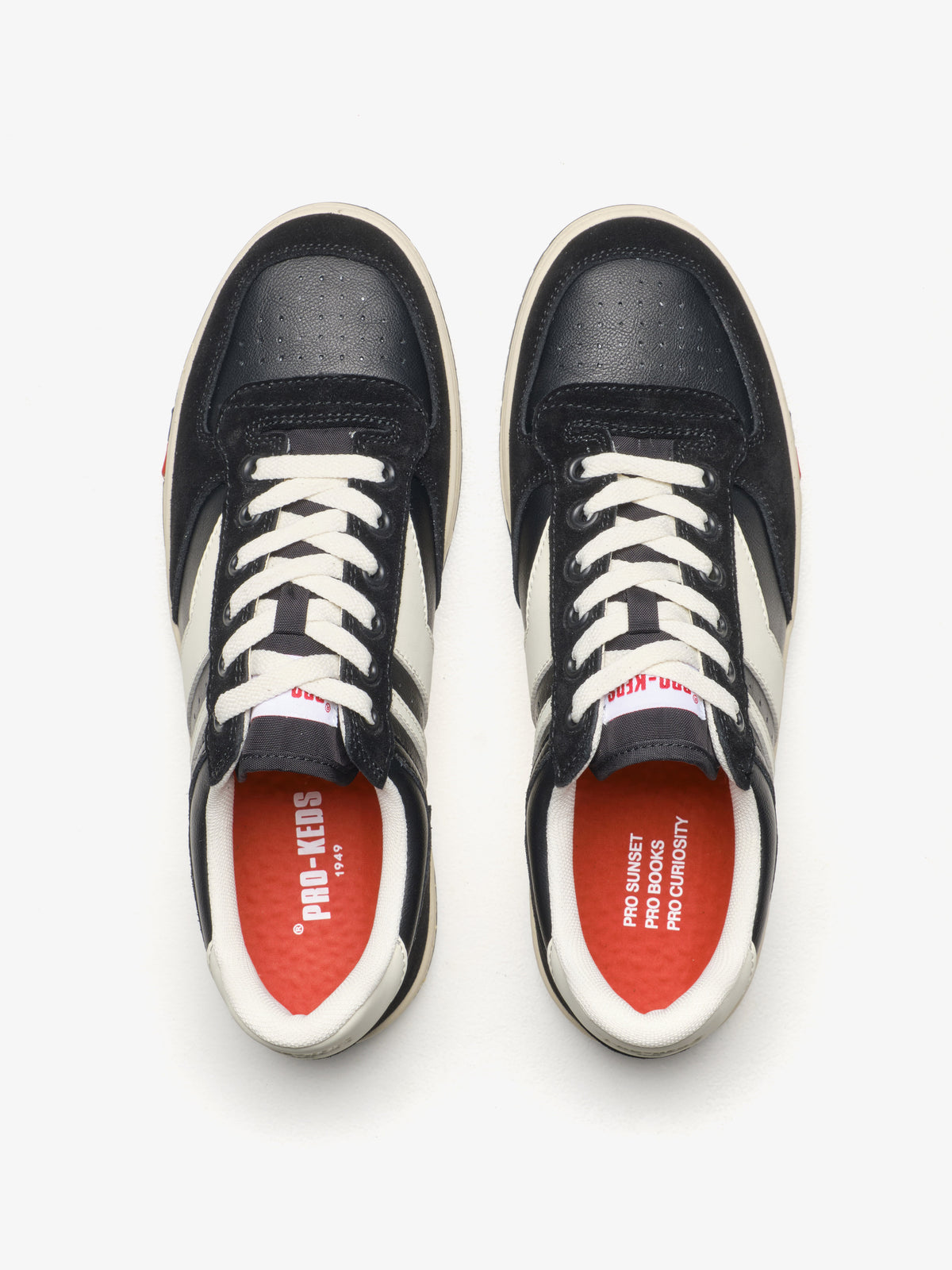 Sneaker da uomo Pro-Keds Sky in suede nero e crema, dettaglio collare imbottito