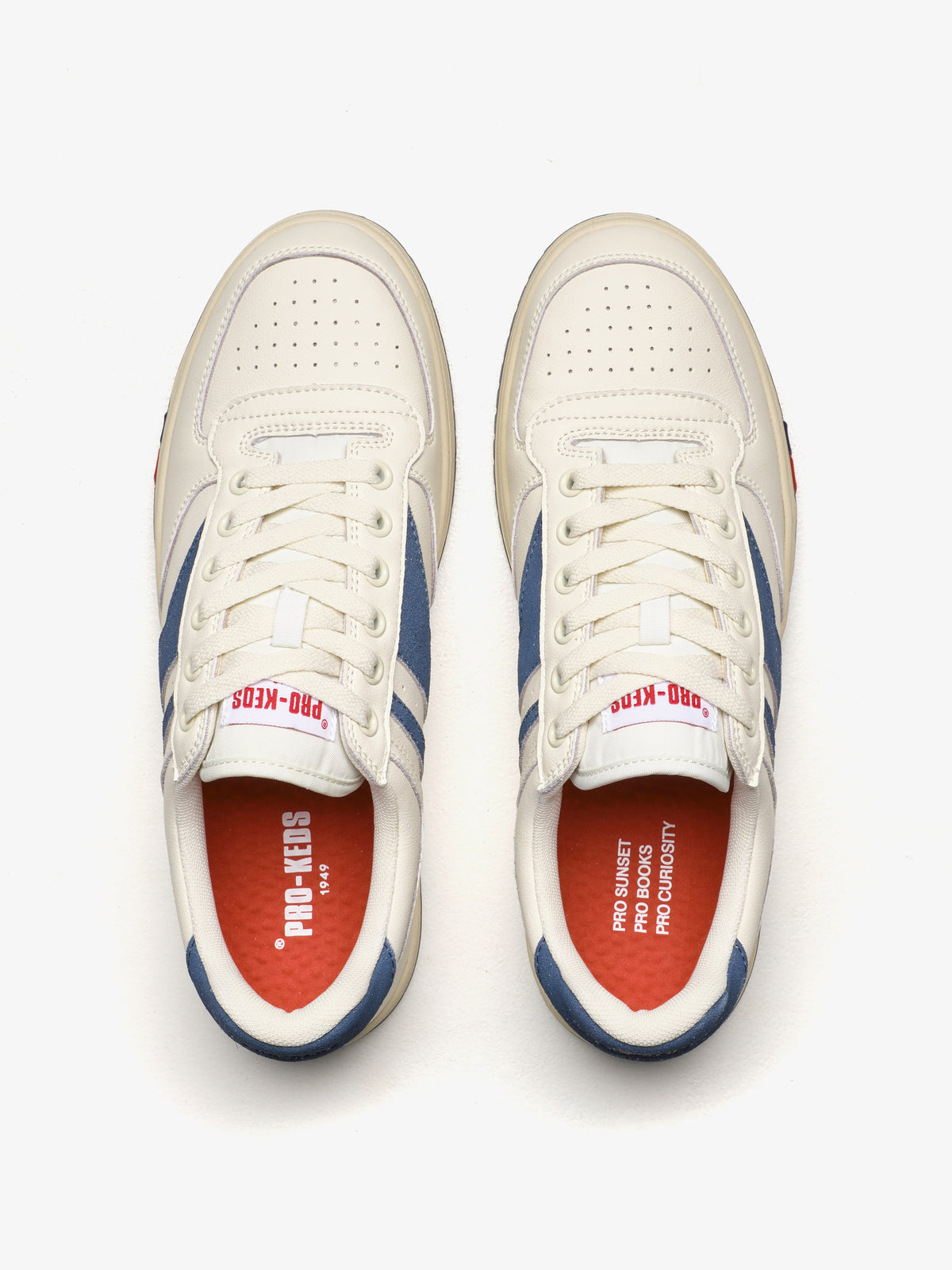 Sneaker da uomo Pro-Keds Sky in pelle crema e blu, dettaglio collare imbottito