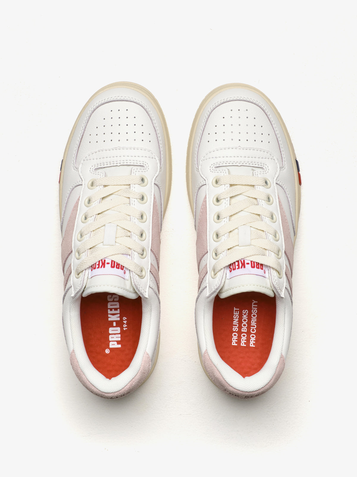 Sneaker da donna Pro-Keds Sky in pelle bianco e rosa, dettaglio collare imbottito